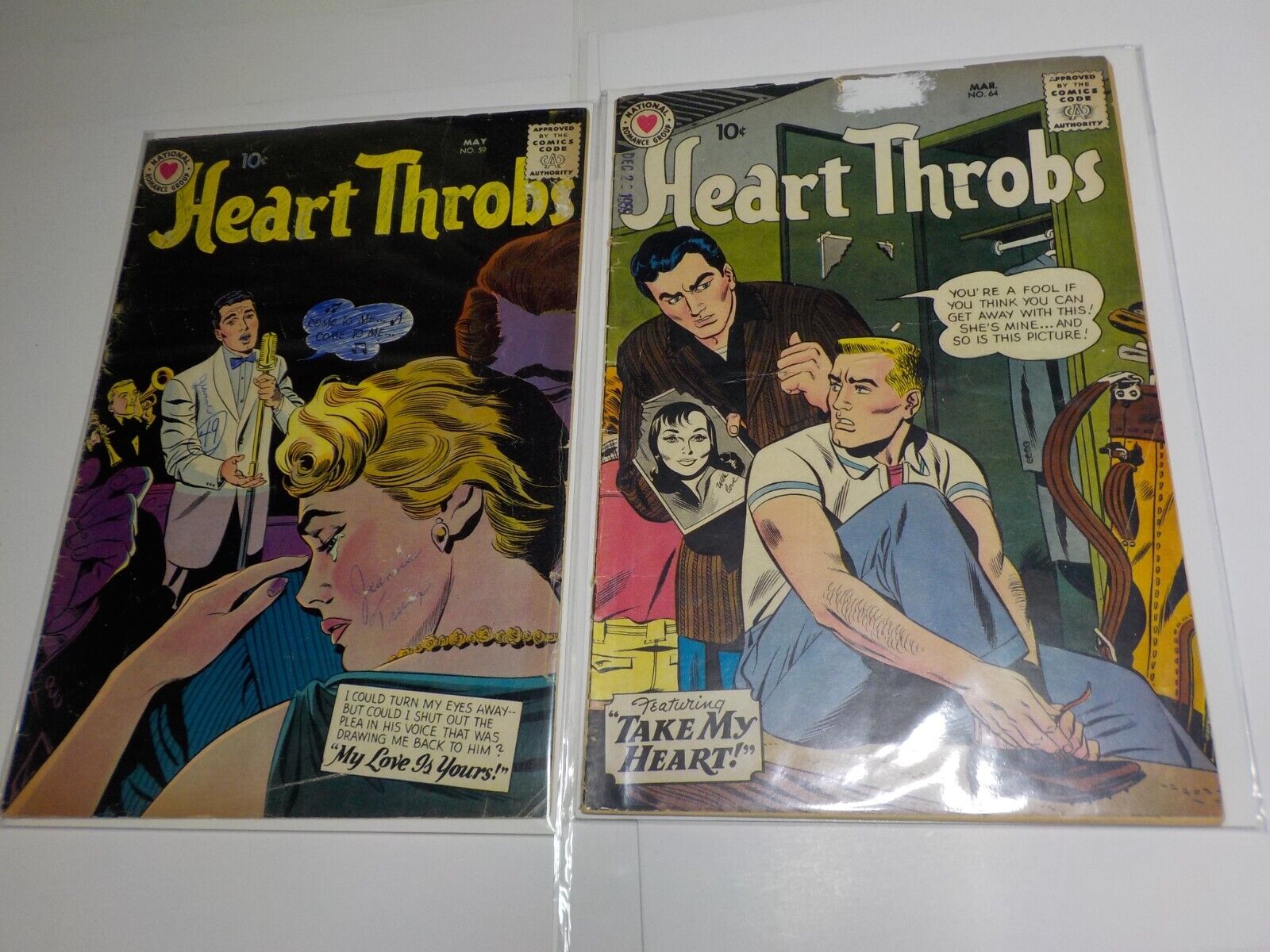 HEART THROBS #59 + #64 EARLY DC SILVER AGE ROMANCE (1959) LOT OF 2 COMICS