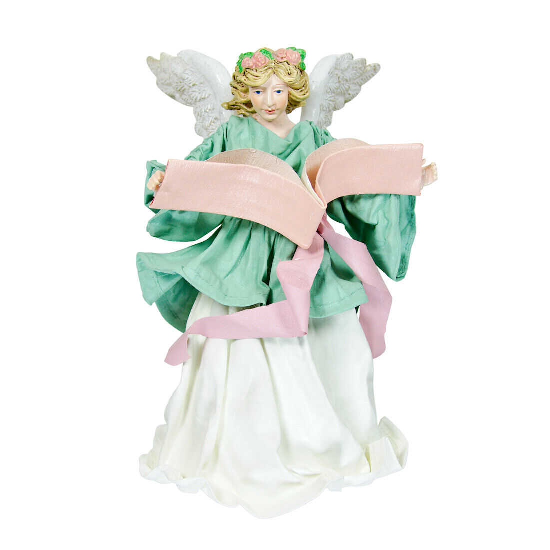 Choir Angel Christmas Tree Topper Midwest Import Fabric Mache Figure 1980\'s Vtg