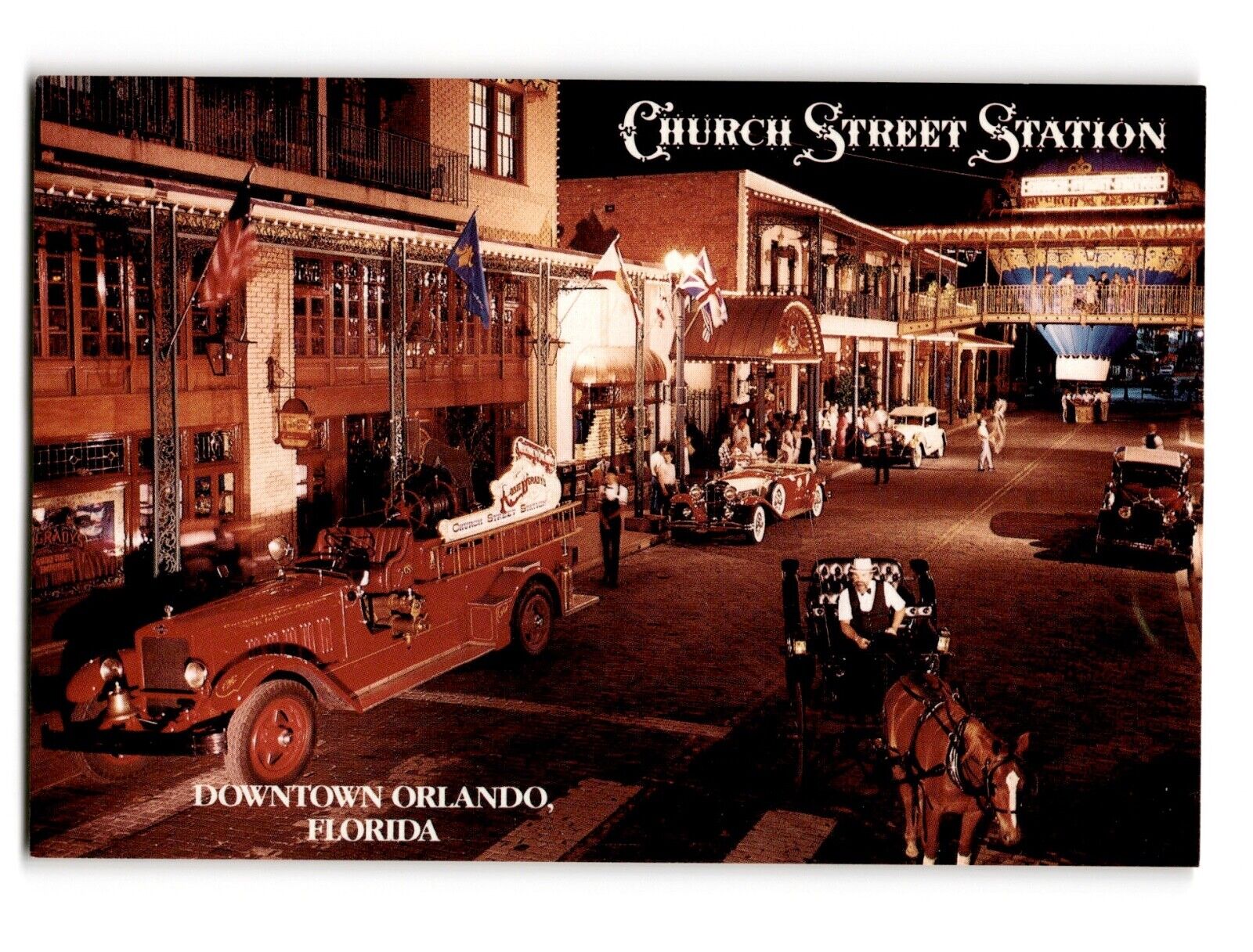 Church Street Station Downtown Orlando Florida Vintage Nightlife Postcard