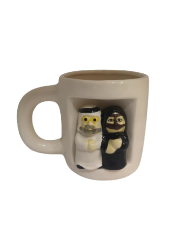 Vintage Fine Gulf Dubai Arabic Couple Ceramic Coffee Tea Cup Mug Handmade