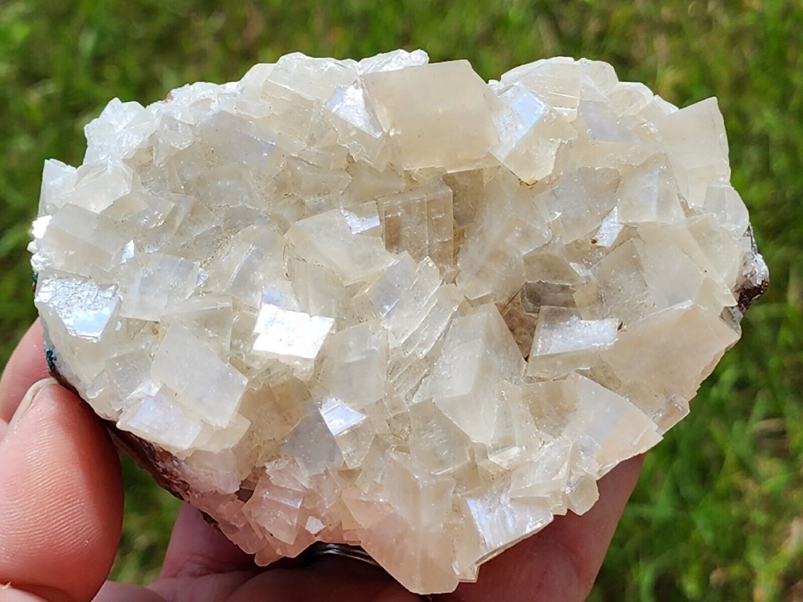RARE, LG PEARLY LUSTER WHITE CALCITE RHOMB CRYSTALS,TSUMEB MINE,NAMIBIA 