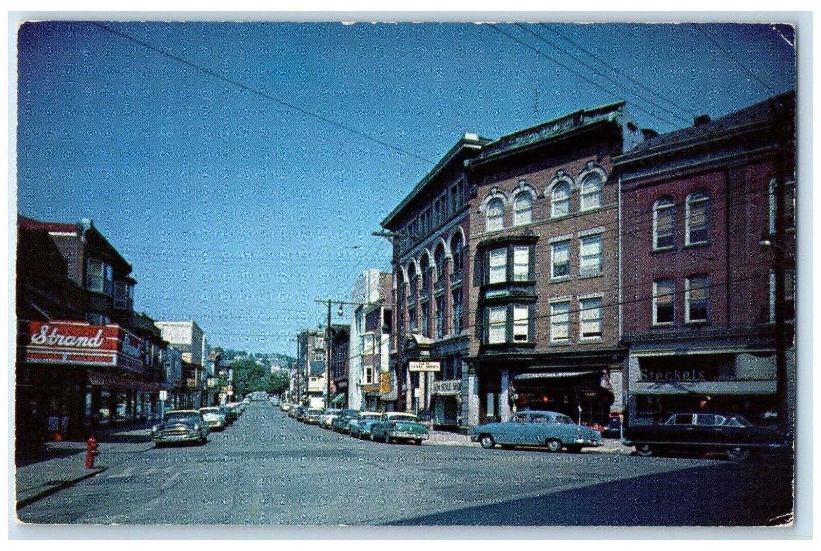 c1960's Broadway Sunday Morning Strand Cars Bangor Pennsylvania PA Postcard