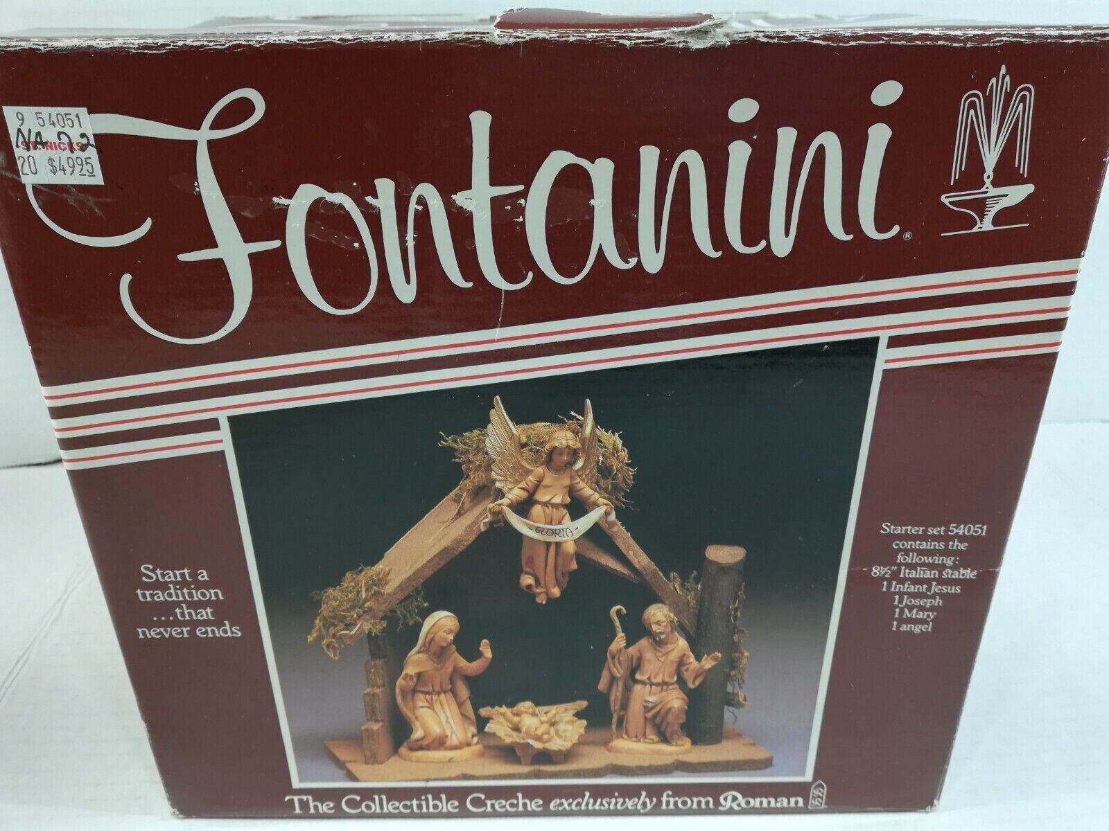 Vintage Fontanini Christmas Manger starter and extras (11 pieces) Italy 1988 VGC