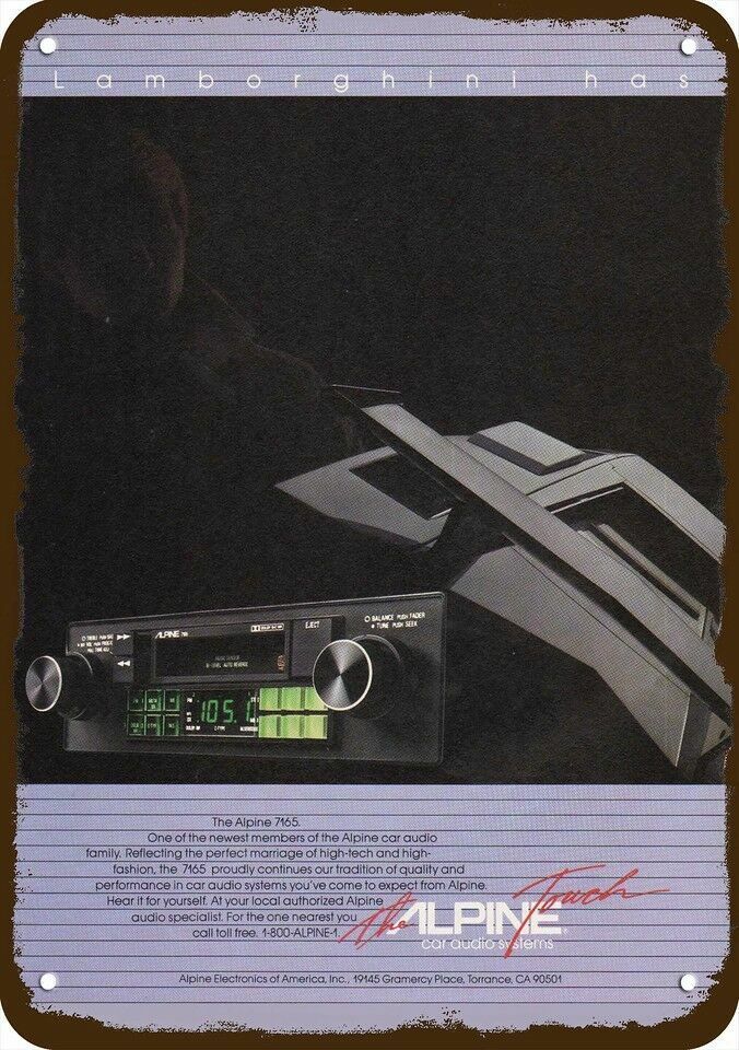 1984 ALPINE 7165 Car Stereo & LAMBORGHINI VntgLook DECORATIVE REPLICA METAL SIGN