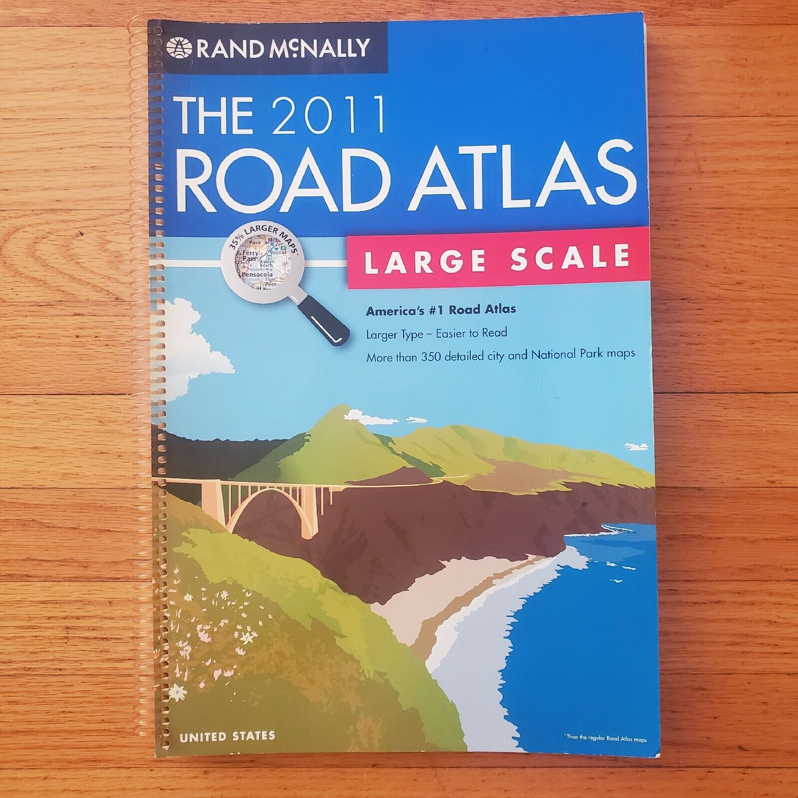 2011 Rand McNally Road Atlas Large Scale 35% Larger United States Sprial Bound