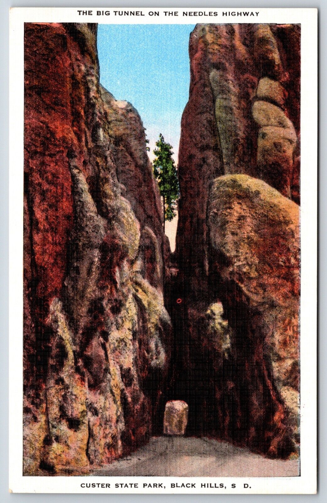 Postcard The Big Tunnel On The Needles Highway Black Hills South Dakota Unposted