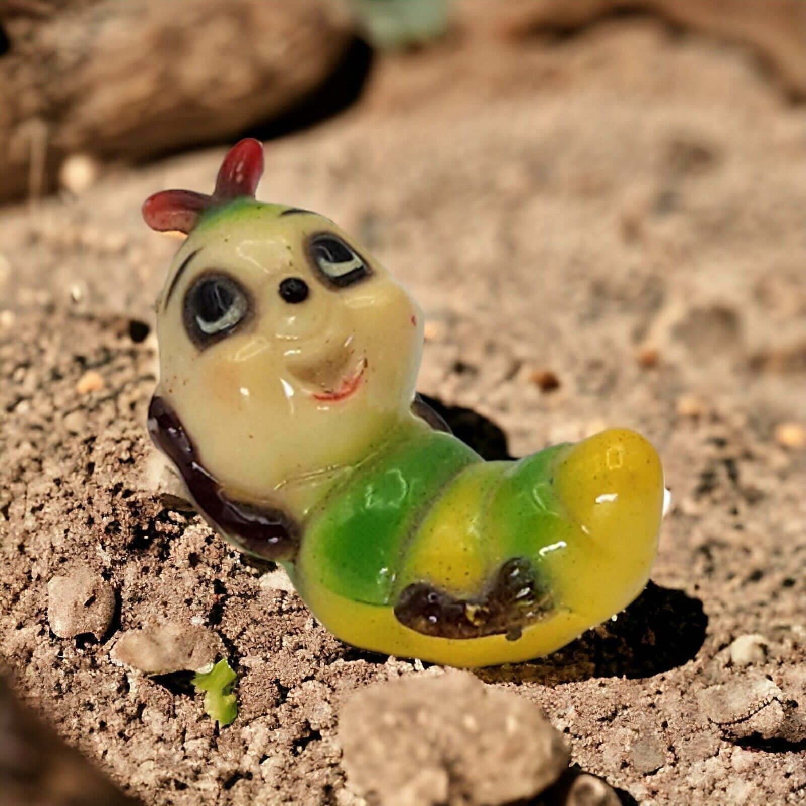Whimsical Worm Caterpillar Figurine For Planters Caterpillar Vintage Miniature