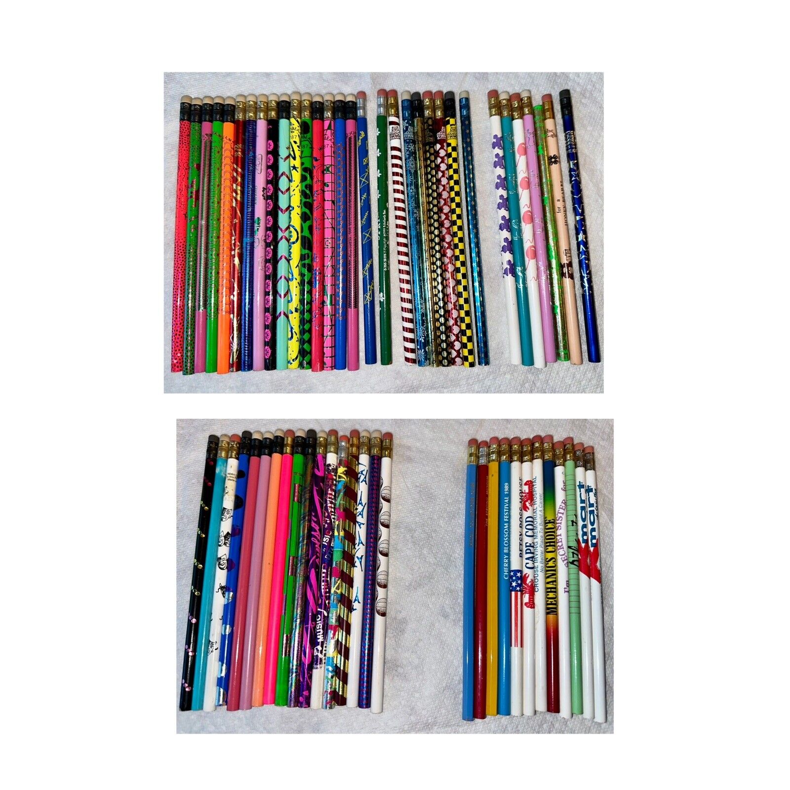 Lot Of 63 Vintage 80’s Pencils, Vaperwave, Scented, CA Raisins, Joe Montana, Etc