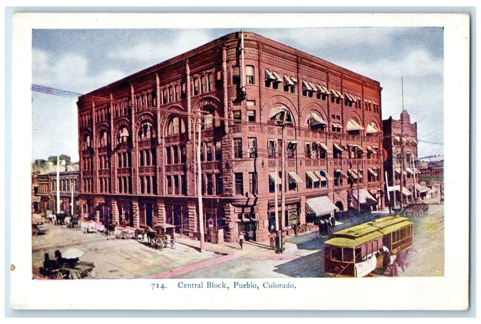 c1905 Central Block Exterior Building Pueblo Colorado Vintage Antique Postcard