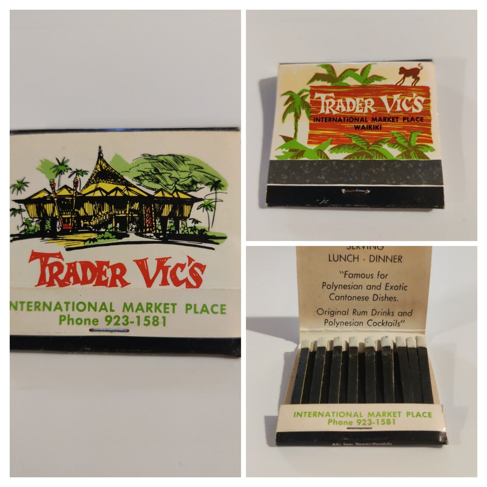 Vintage TRADER VIC\'S International Market Place Matchbook WAIKIKI Collectible