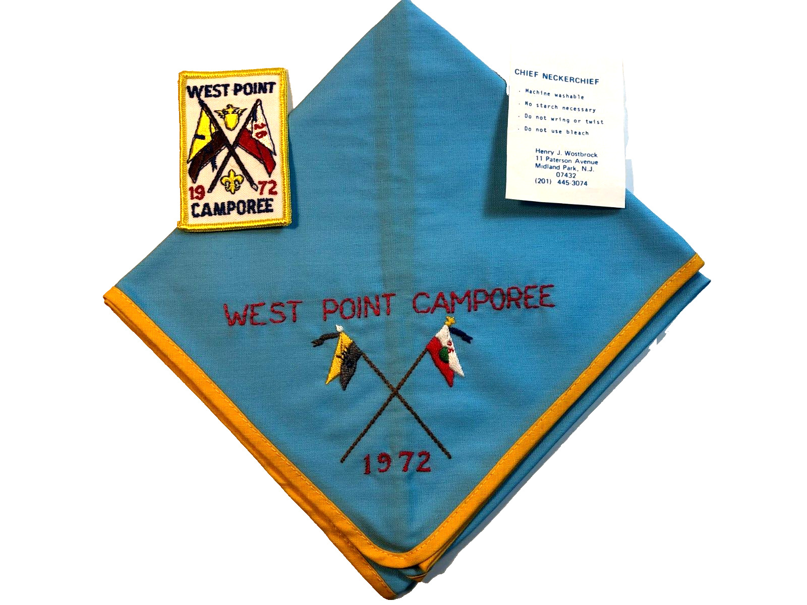 1972 West Point Camporee BSA Embroidered Neckerchief + Patch, B64