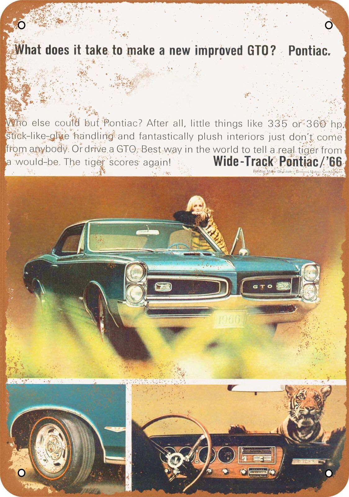 Metal Sign - 1966 Pontiac GTO - Vintage Look Reproduction