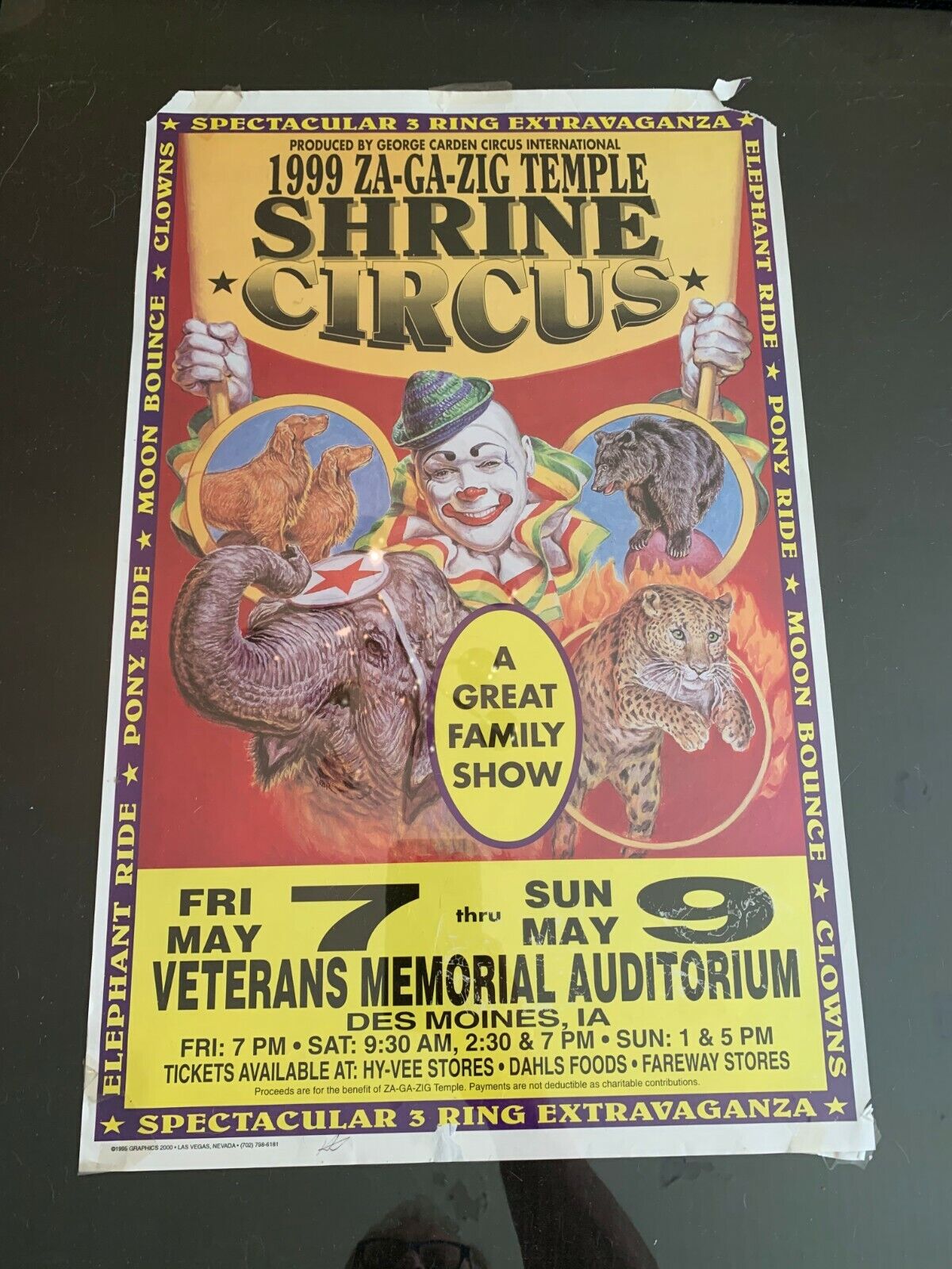 Vintage 1999 ZA-GA-Zig Temple Shrine Circus Poster Des Moines Iowa