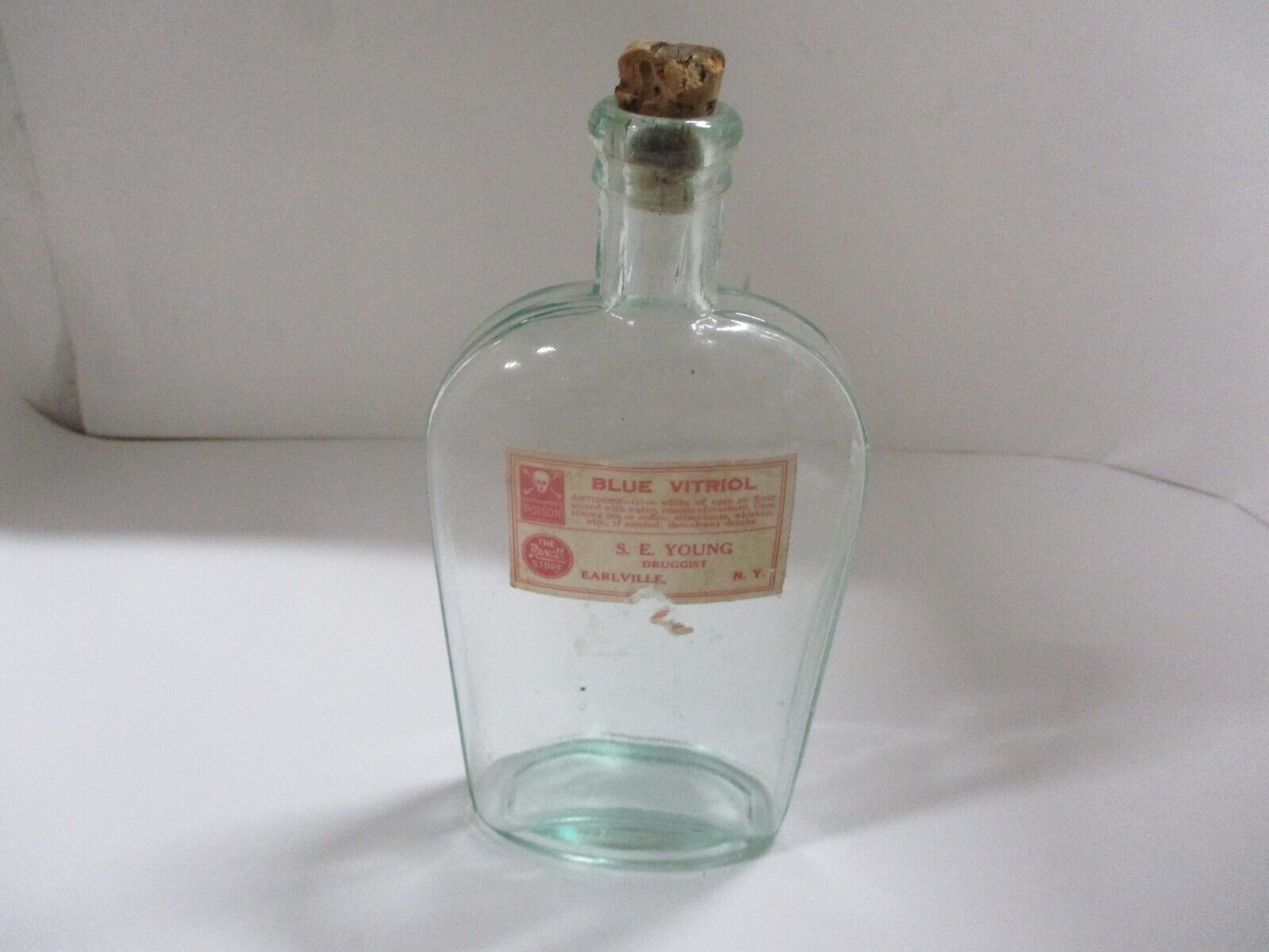 Vintage Blue Vitriol Glass Bottle Earlville NY