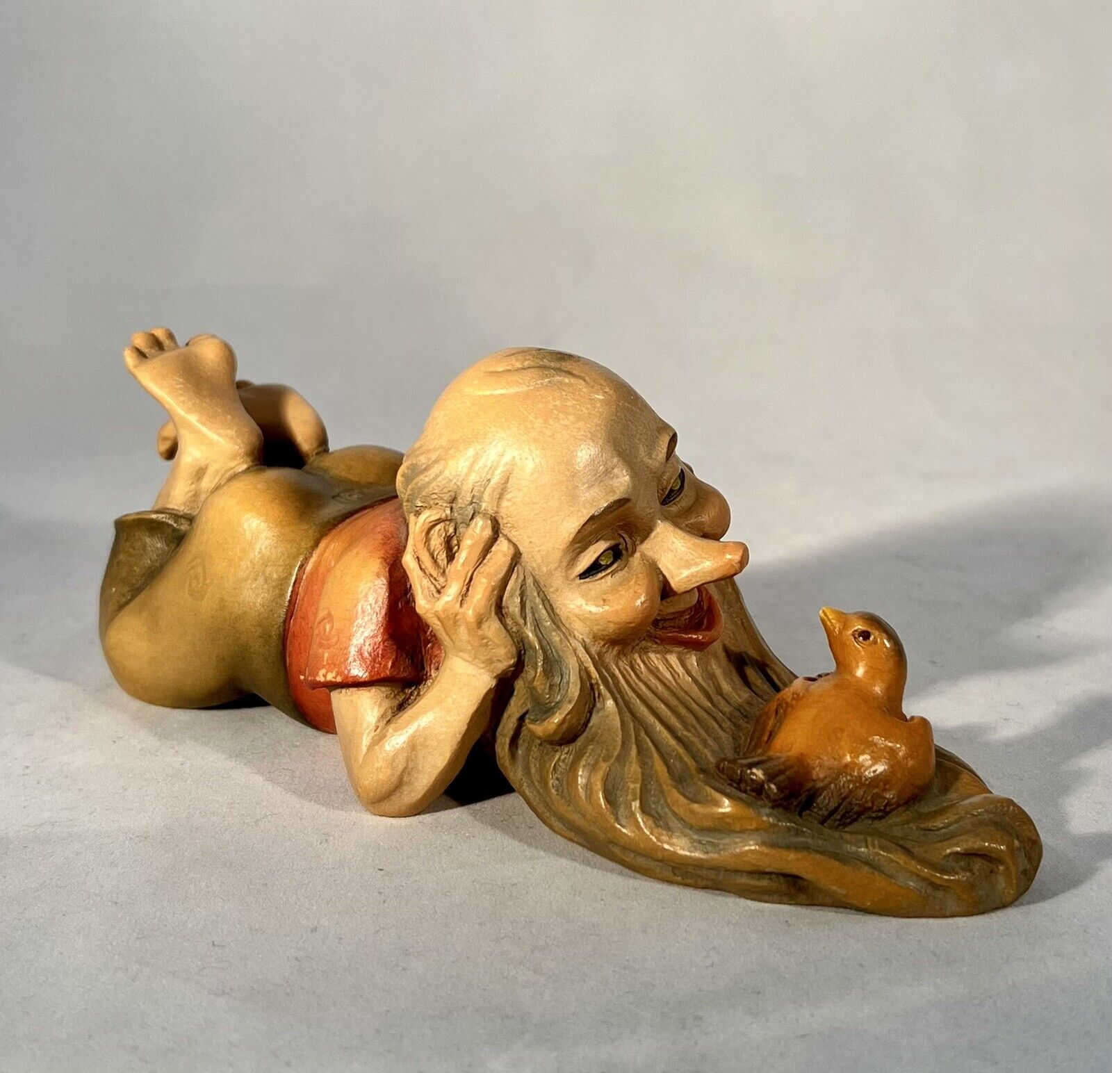 Anri Hand Carved The Meditator The Little Folks of the Salvans Italy 8” Troll