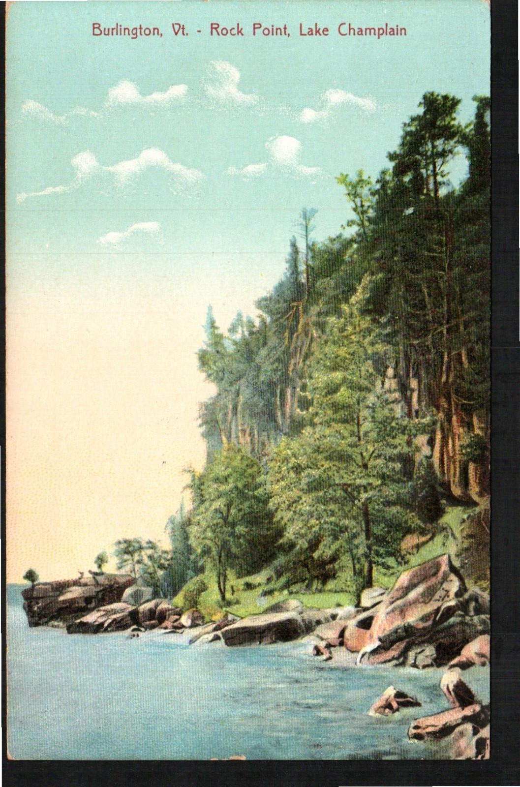 Old Vintage Postcard Burlington Rock Point Lake Champlain Vermont VT 1910\'s