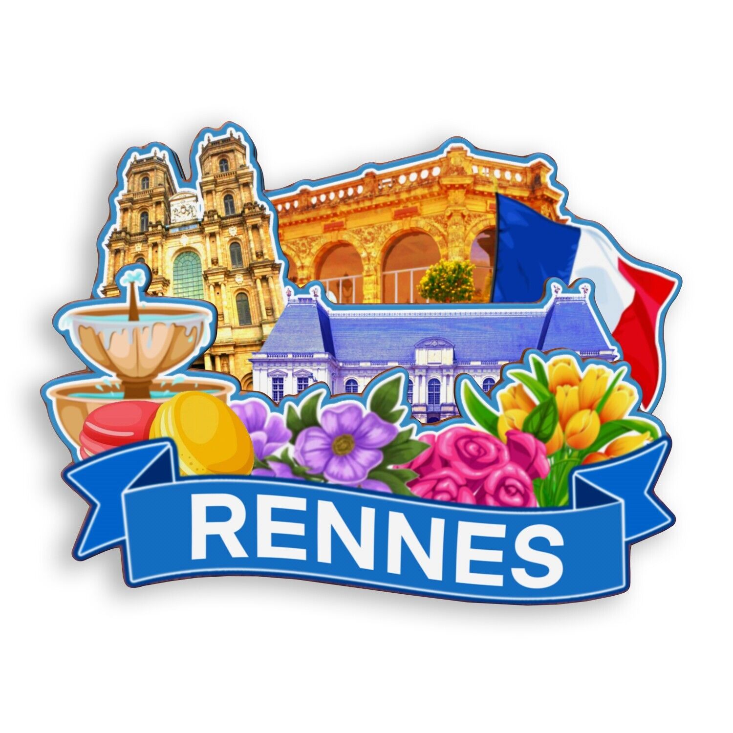 Rennes France Refrigerator magnet 3D travel souvenirs wood craft gifts
