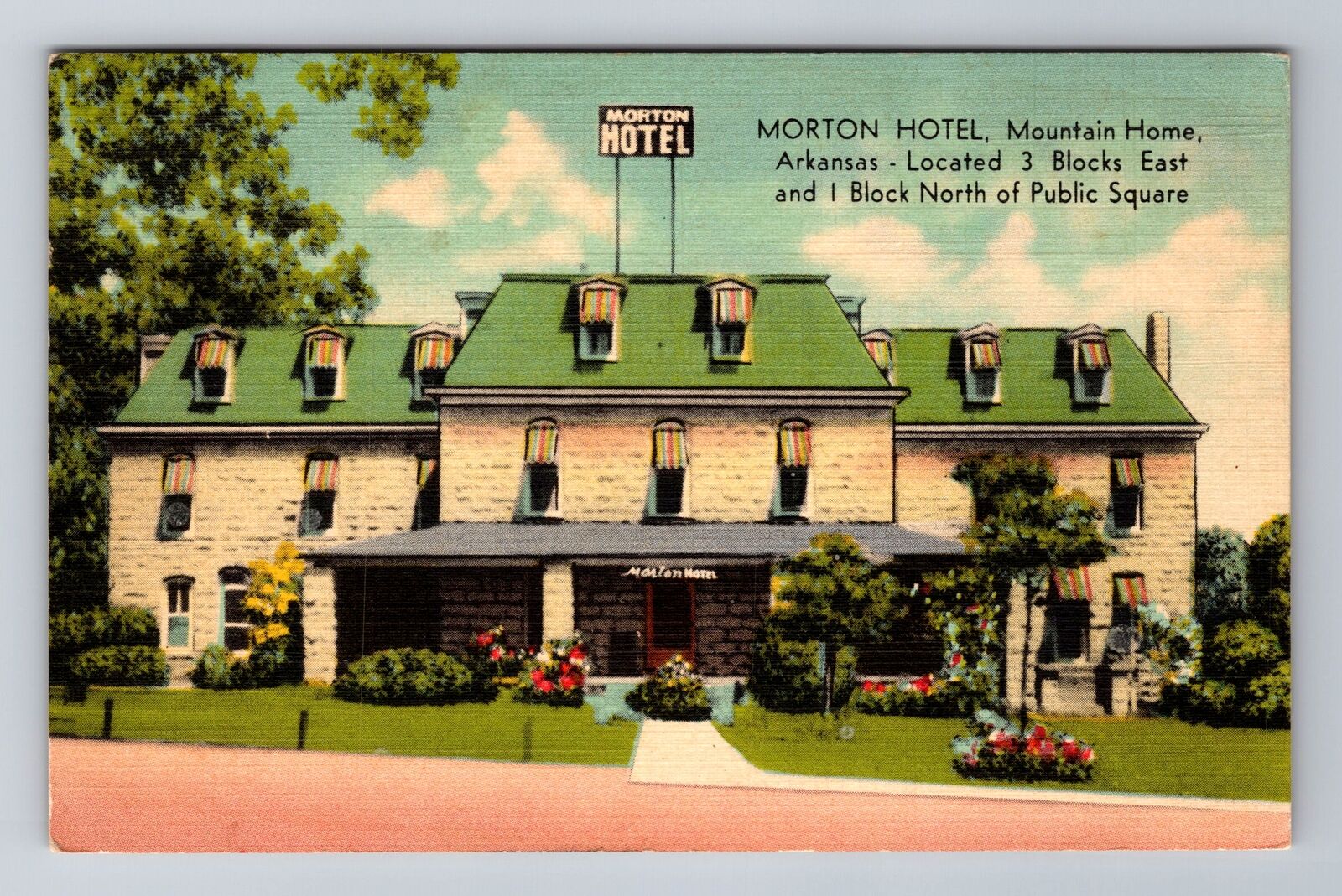 Mountain Home AR-Arkansas, Morton Hotel, Advertising, Vintage c1942 Postcard