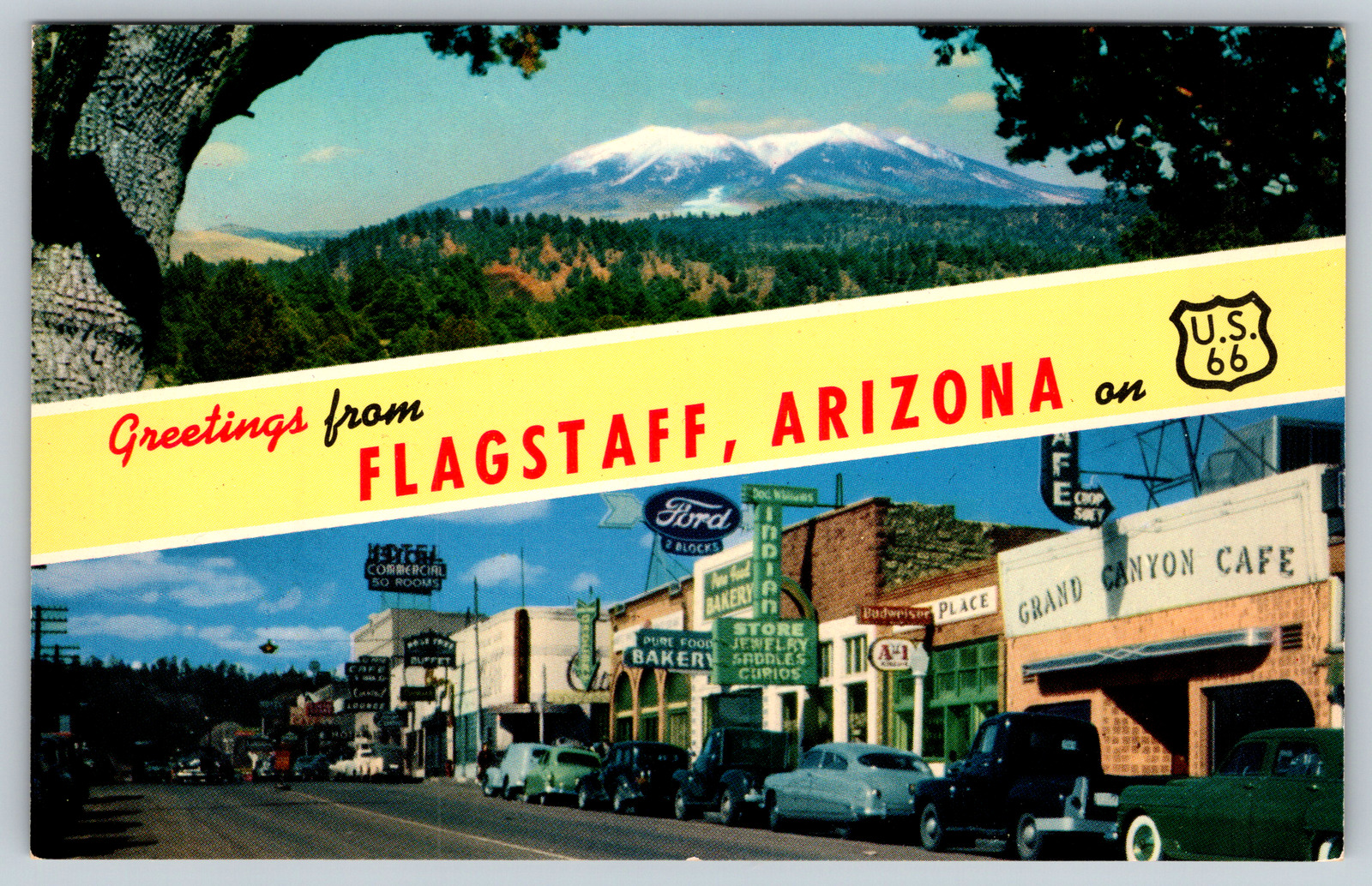 c1960s Flagstaff Arizona Street Multi-View Highway 66 Vintage Postcard