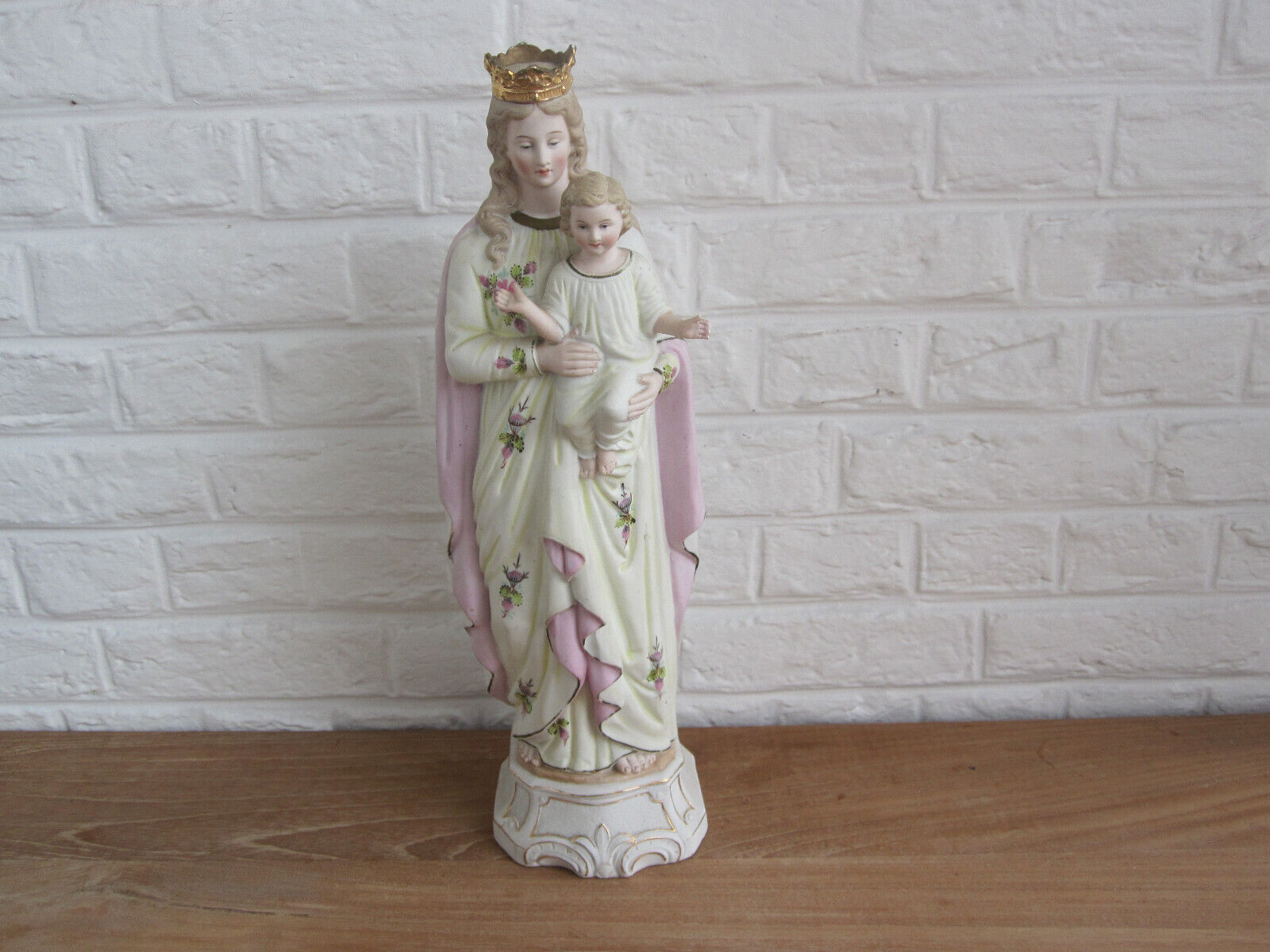 ANTIQUES FRENCH PORCELAIN STATUE OFF OUR LADY