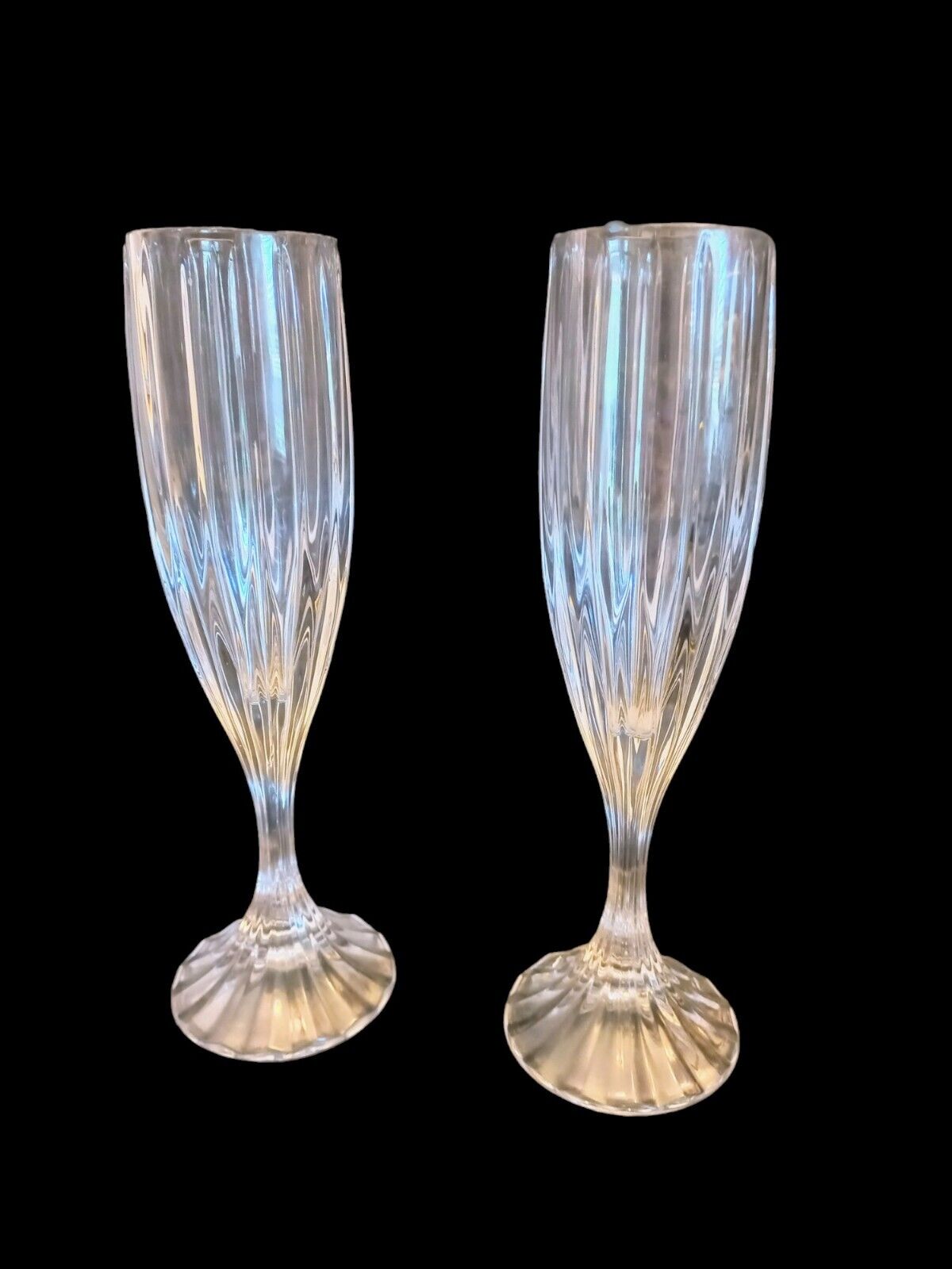 VTG 2 Fluted Ribbed Champagne Blown Glass Park Lane by MIKASA