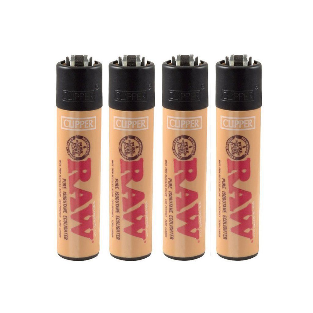 BUY FOUR -  Refillable RAW Rolling Papers Clipper Lighters - Full Size