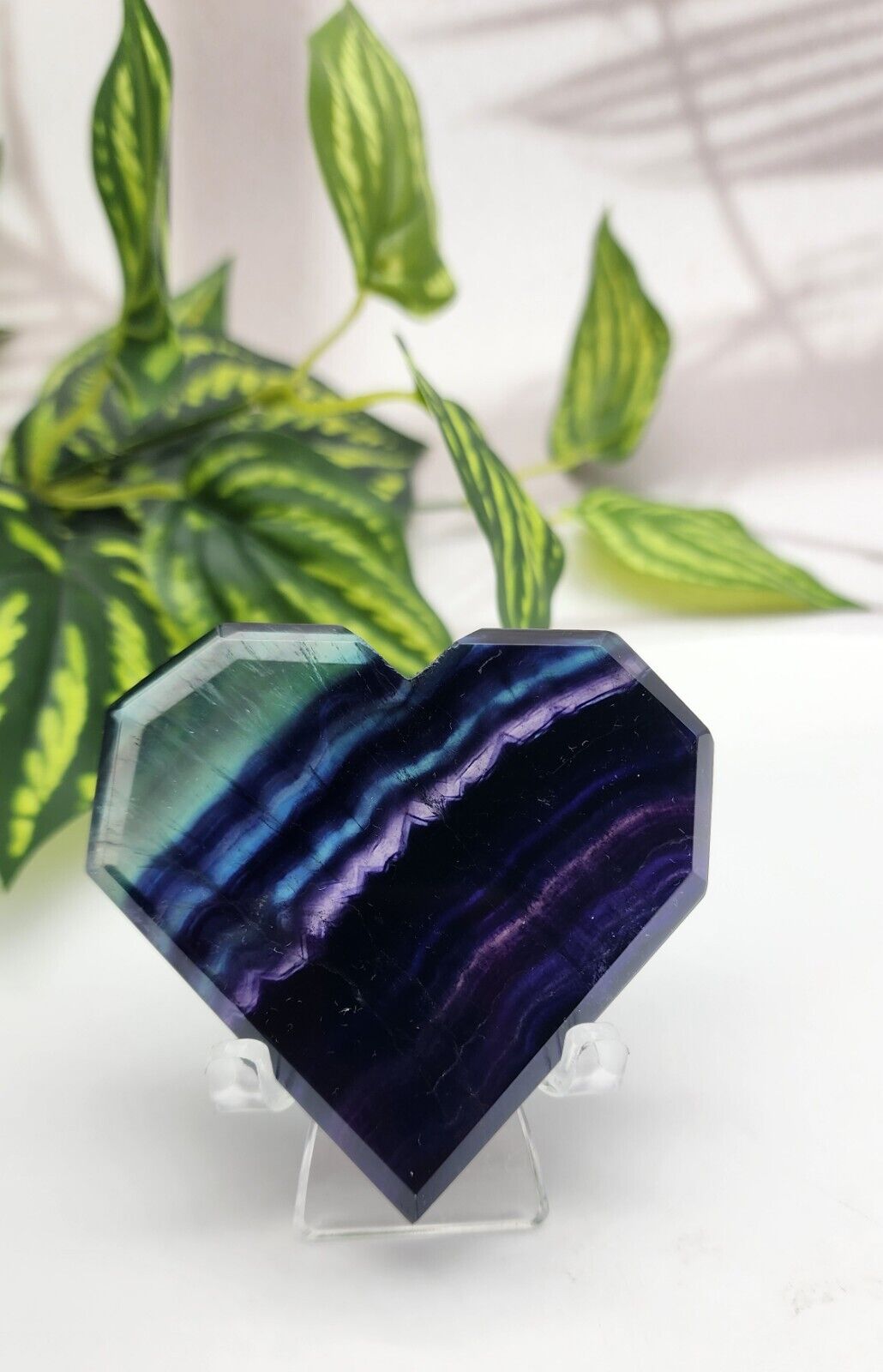 Rainbow Flourite Heart, Crystal Energy Colorful Rainbow Heart Gift