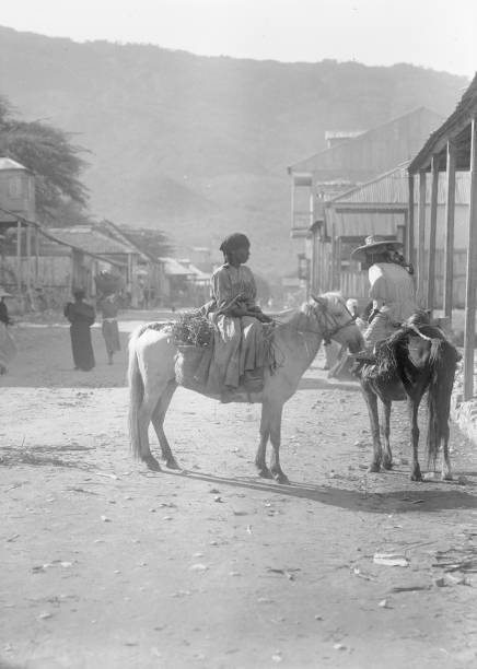 Peasant woman riding to market Haiti 1908 Old Photo
