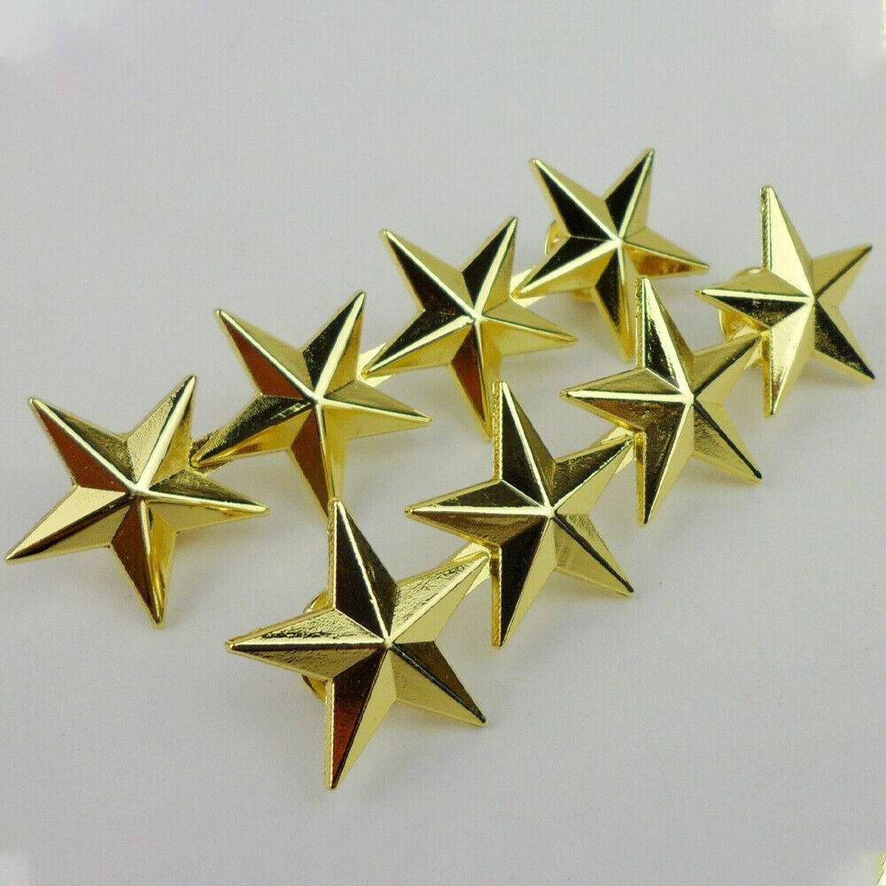 2Pcs WWII WW2 US Army Officer 4 Stars General Rank Badges Pin Gold - US