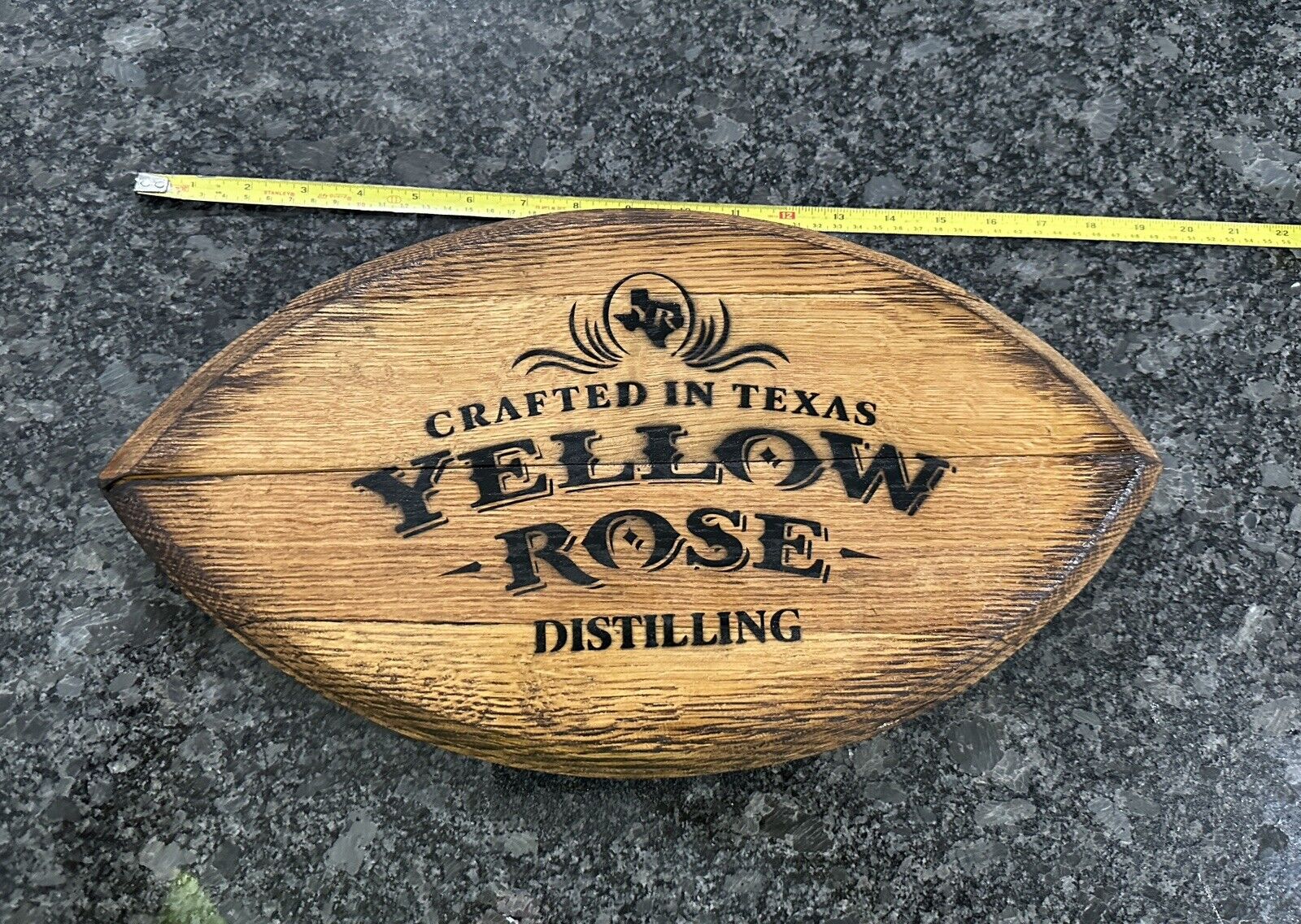 Yellow Rose Distillery (Reclaimed)  From Buffalo Trace Bourbon  Football 18”x10”