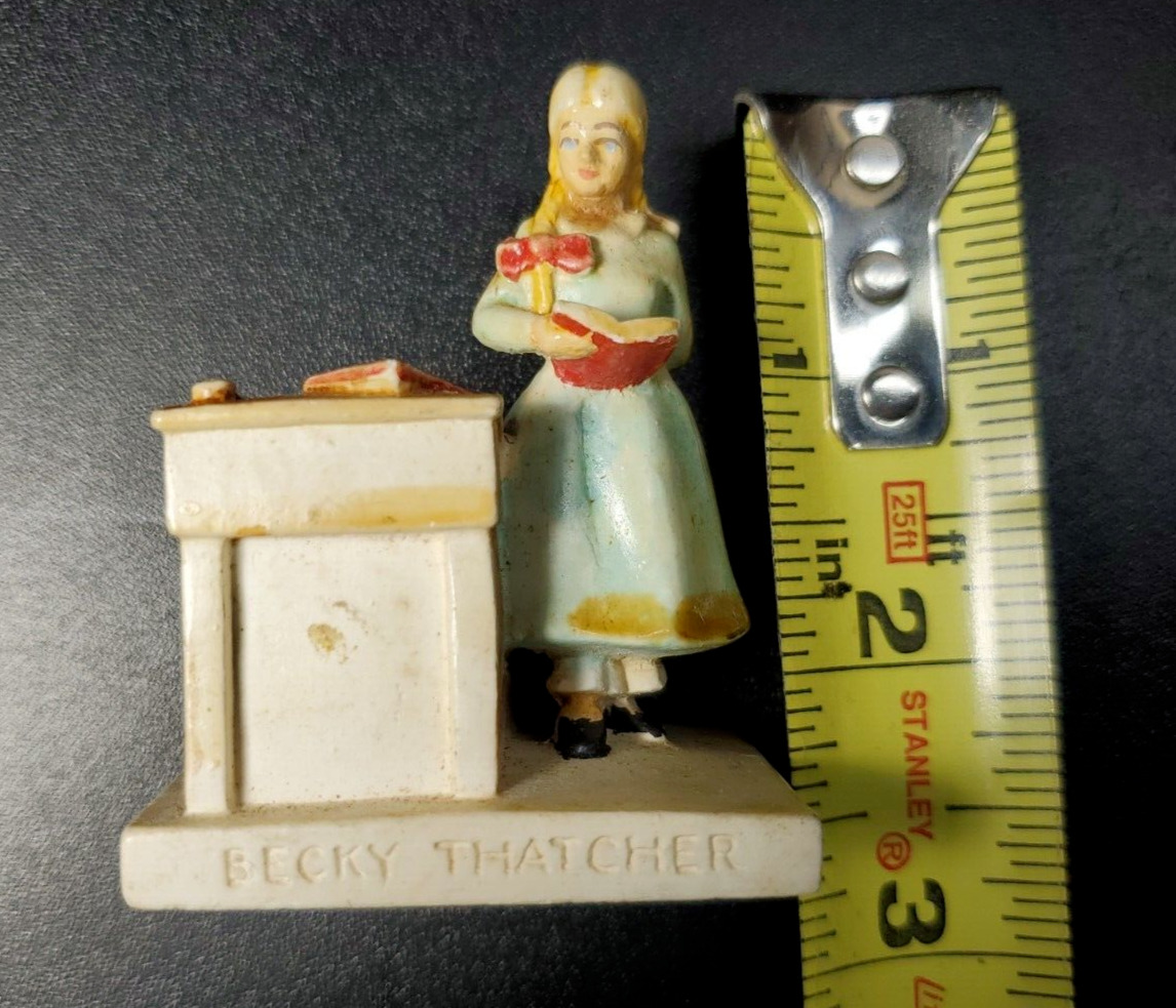 1948 Sebastian Miniature Mark Twain Tom Sawyer Becky Thatcher standing at desk 