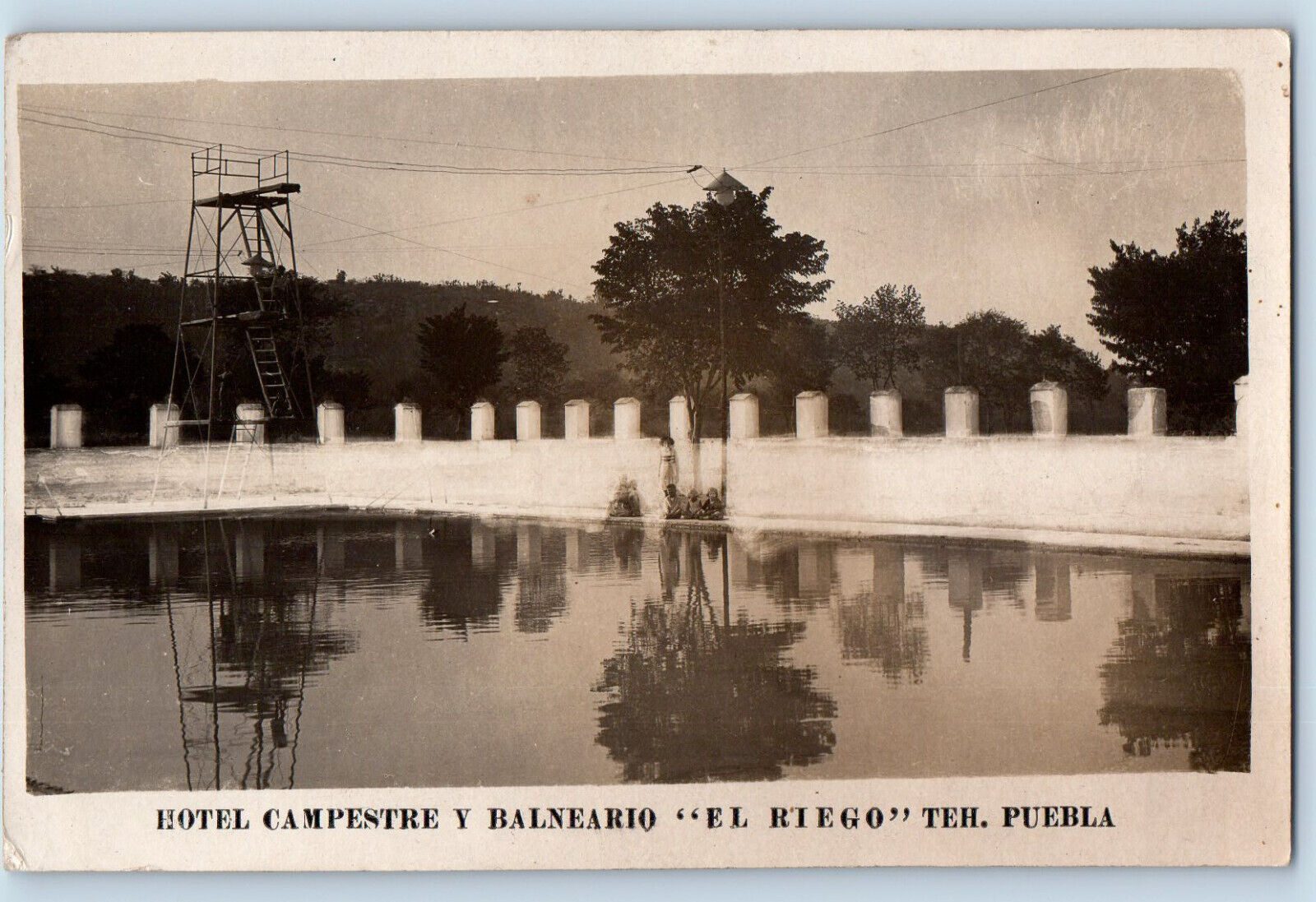 Puebla Mexico Postcard Country Hotel Spa El Riego 1932 Posted RPPC Photo