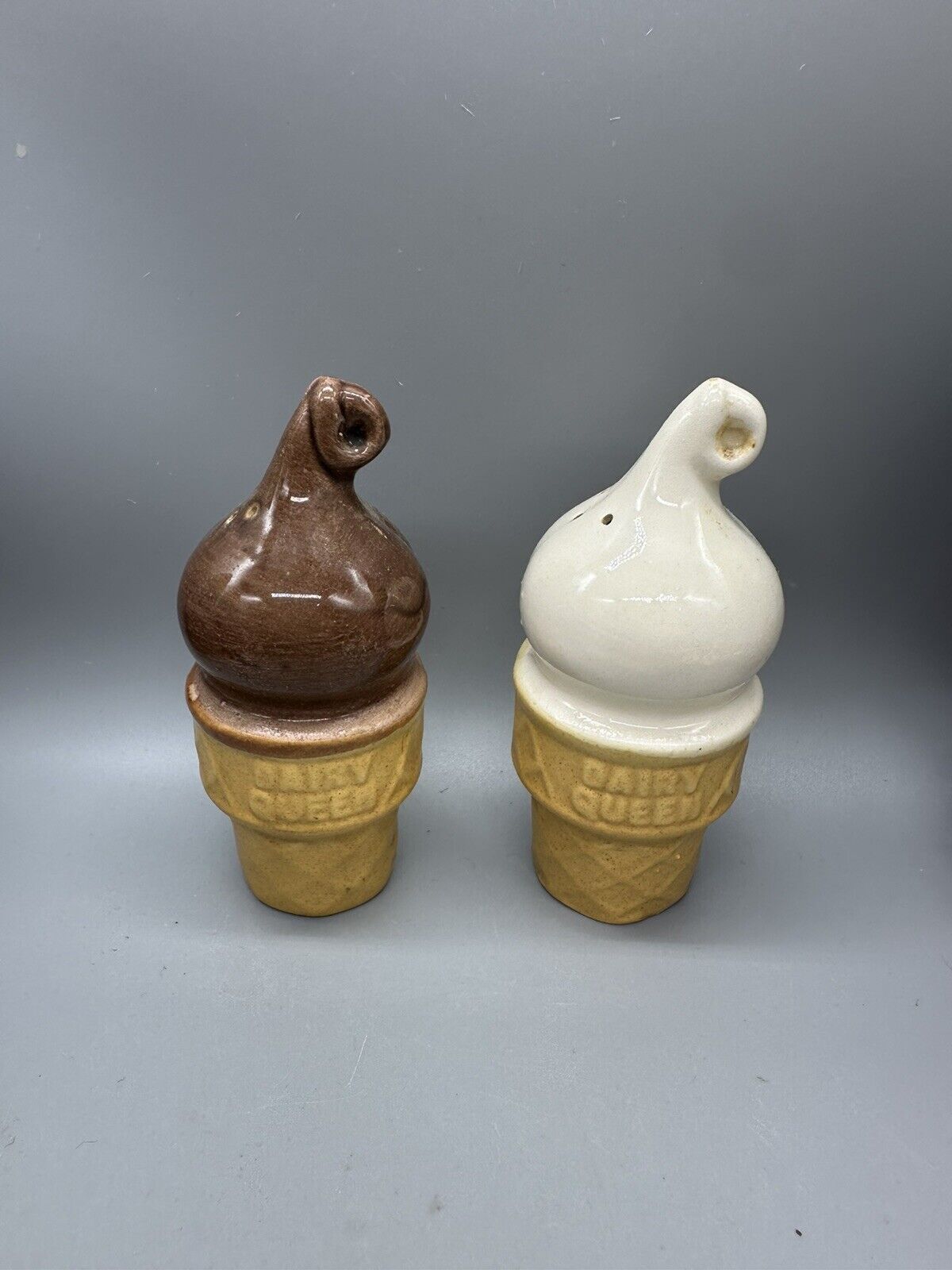 Vintage 1960s Dairy Queen Safe-T Cup ice cream cone Salt & Pepper Shakers
