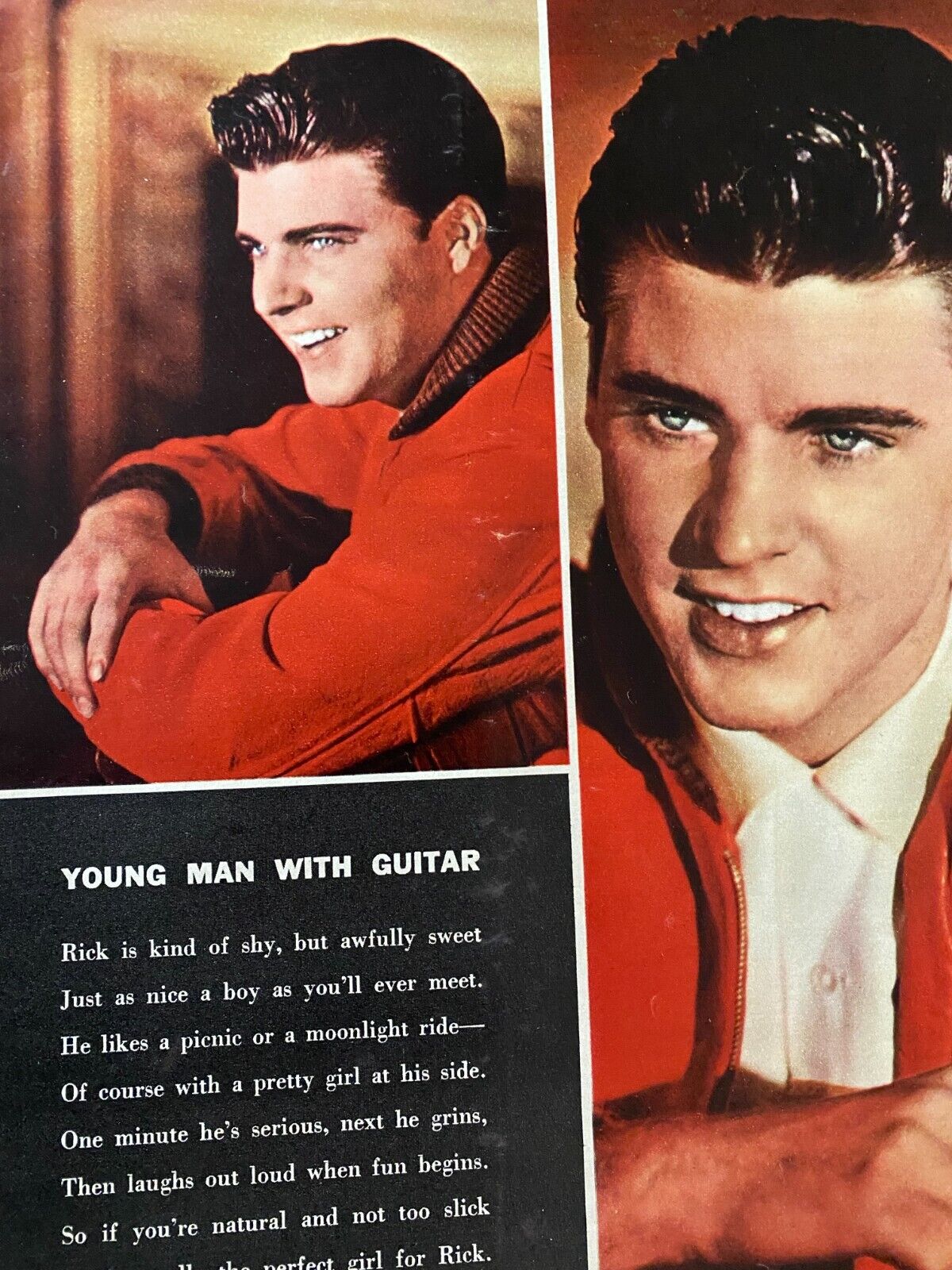 Ricky Nelson, Rick, Full Page Vintage Pinup