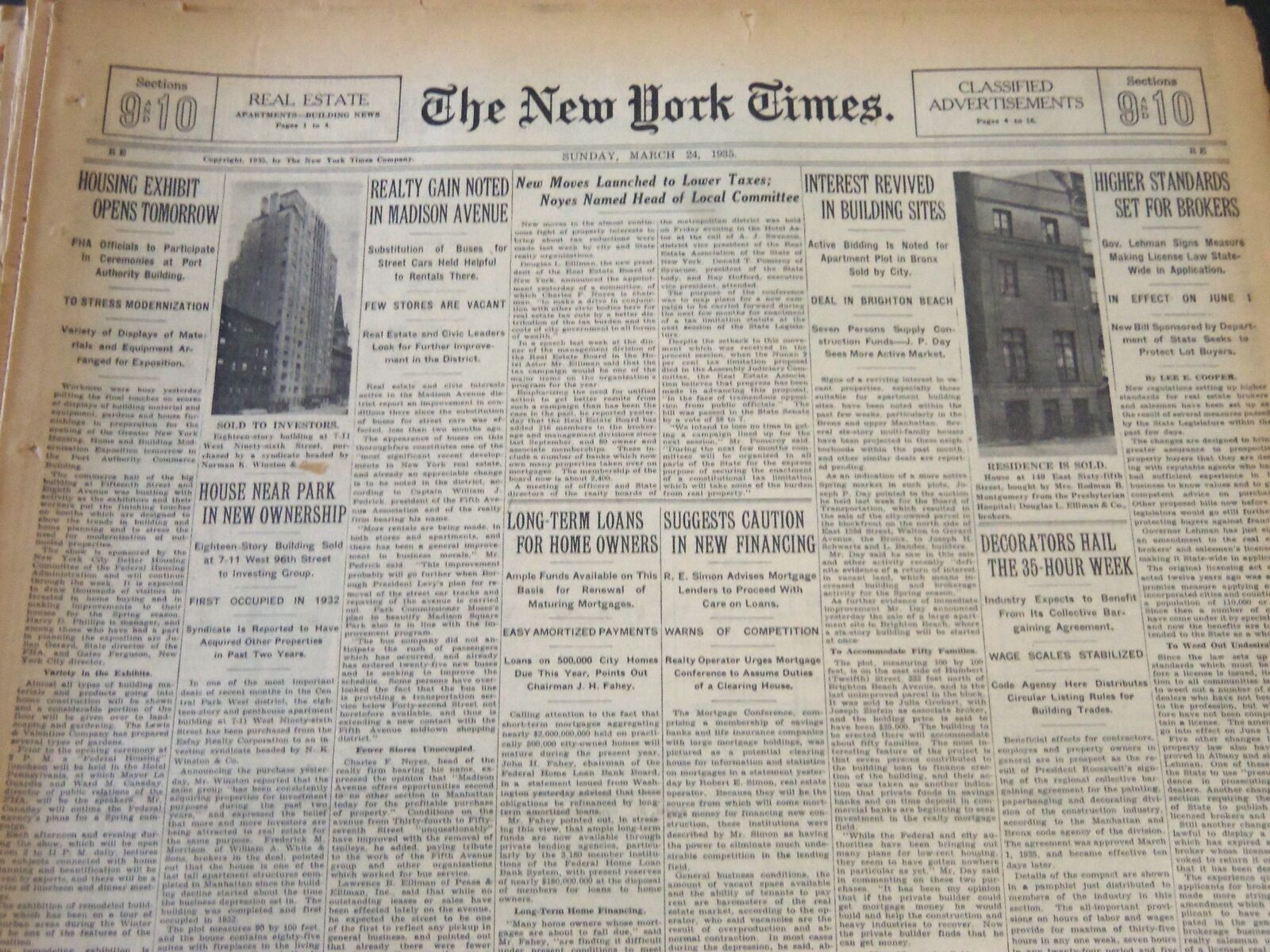1935-1937 NEW YORK TIMES REAL ESTATE SECTIONS LOT OF 80 ISSUES - NTL 63