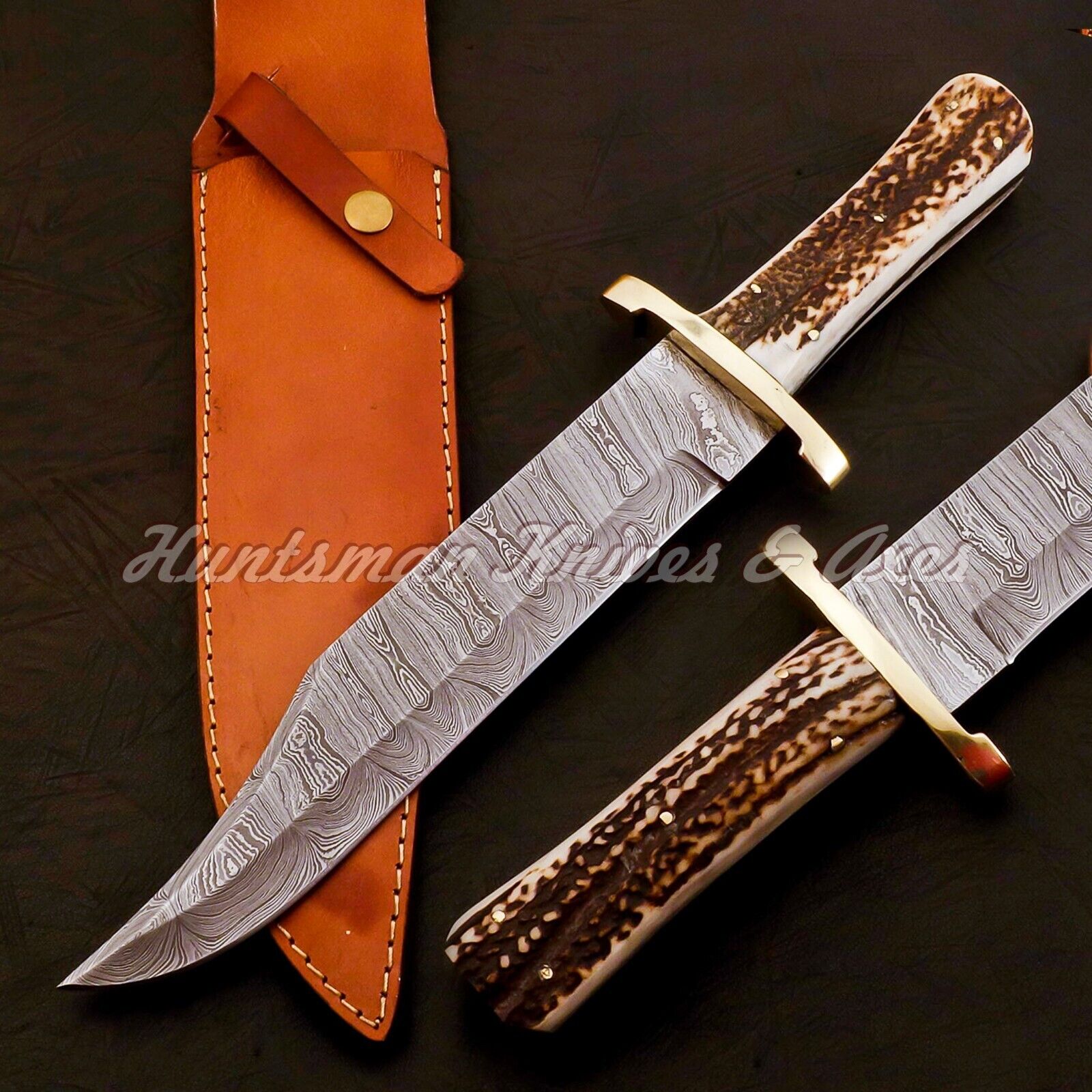 Rare Custom Made Hand Forged Damascus steel BUCK903 Replica W/stag Horn Scales