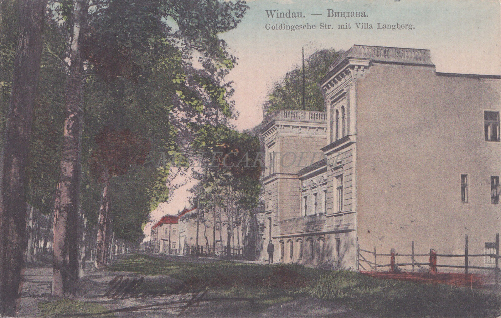 LATVIA - Windau, Ventspils, Goldingesche Str. mit Villa Langberg, Postcard 1903