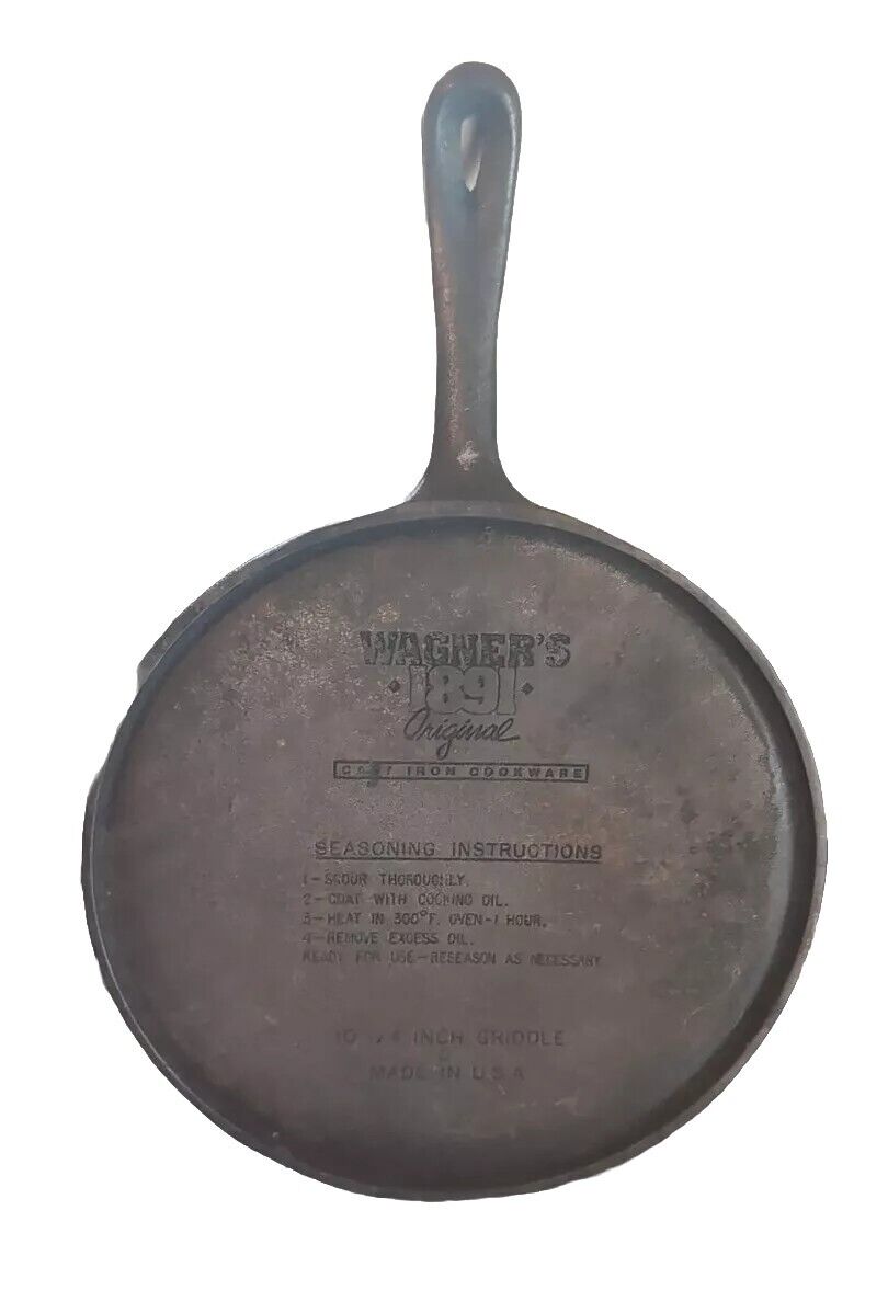 VTG EUC WAGNER 1891 ORIGINAL CAST IRON GRIDDLE SKILLET  10.25” Round Made In USA