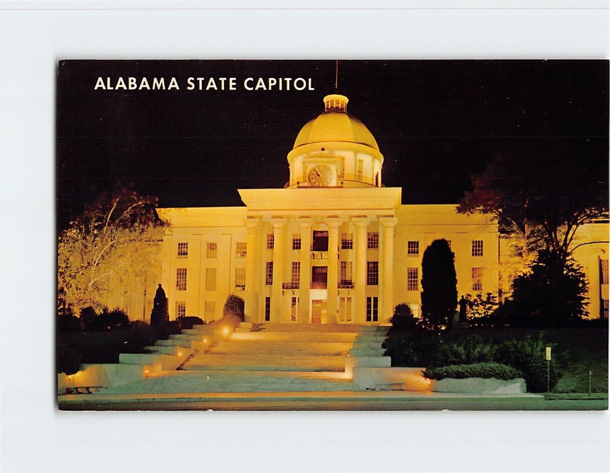 Postcard Alabama State Capitol at Night Montgomery Alabama USA
