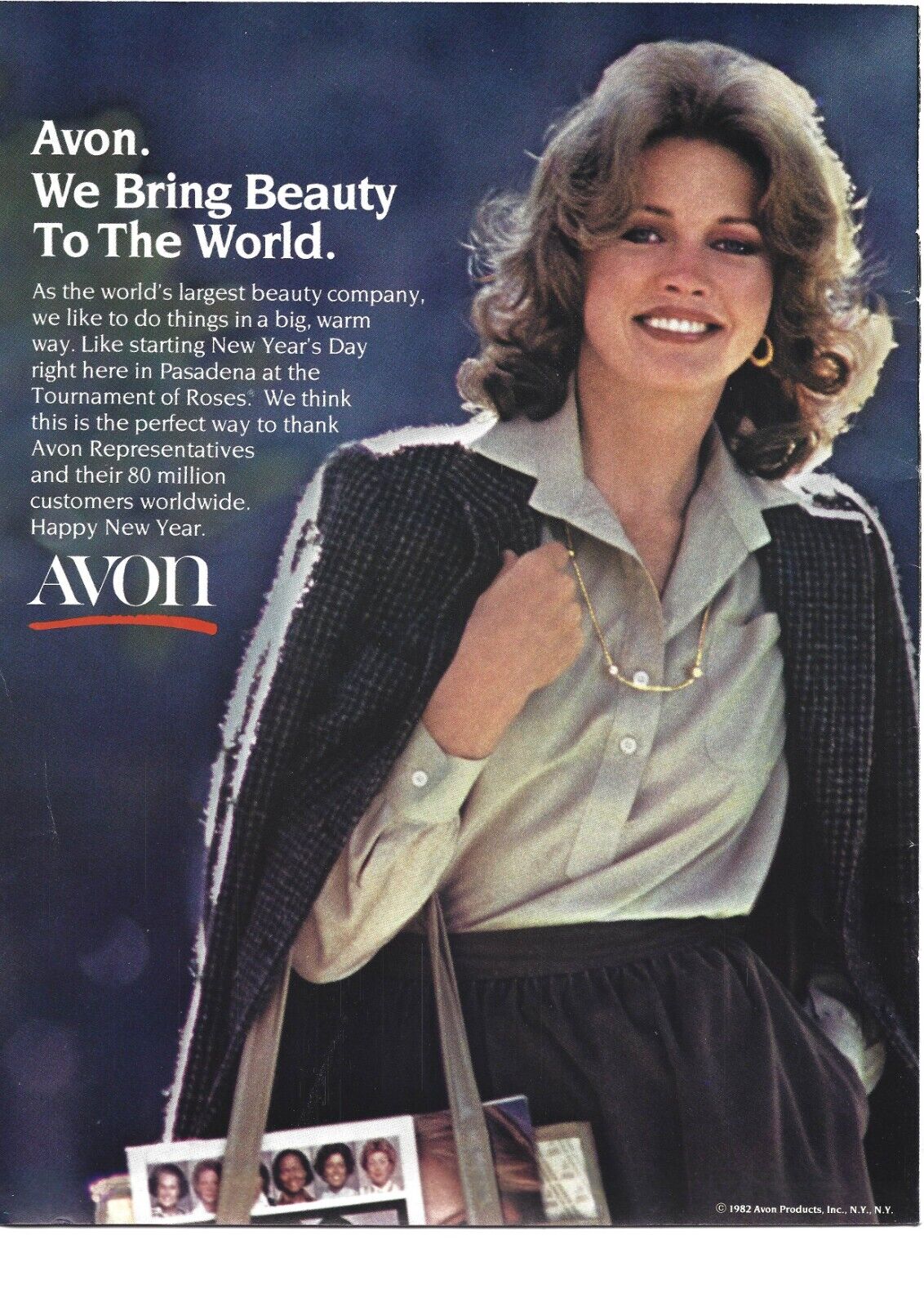 1982 Avon Vintage Print Ad Woman Carrying Bag Beauty Full Page Ad Avon Products