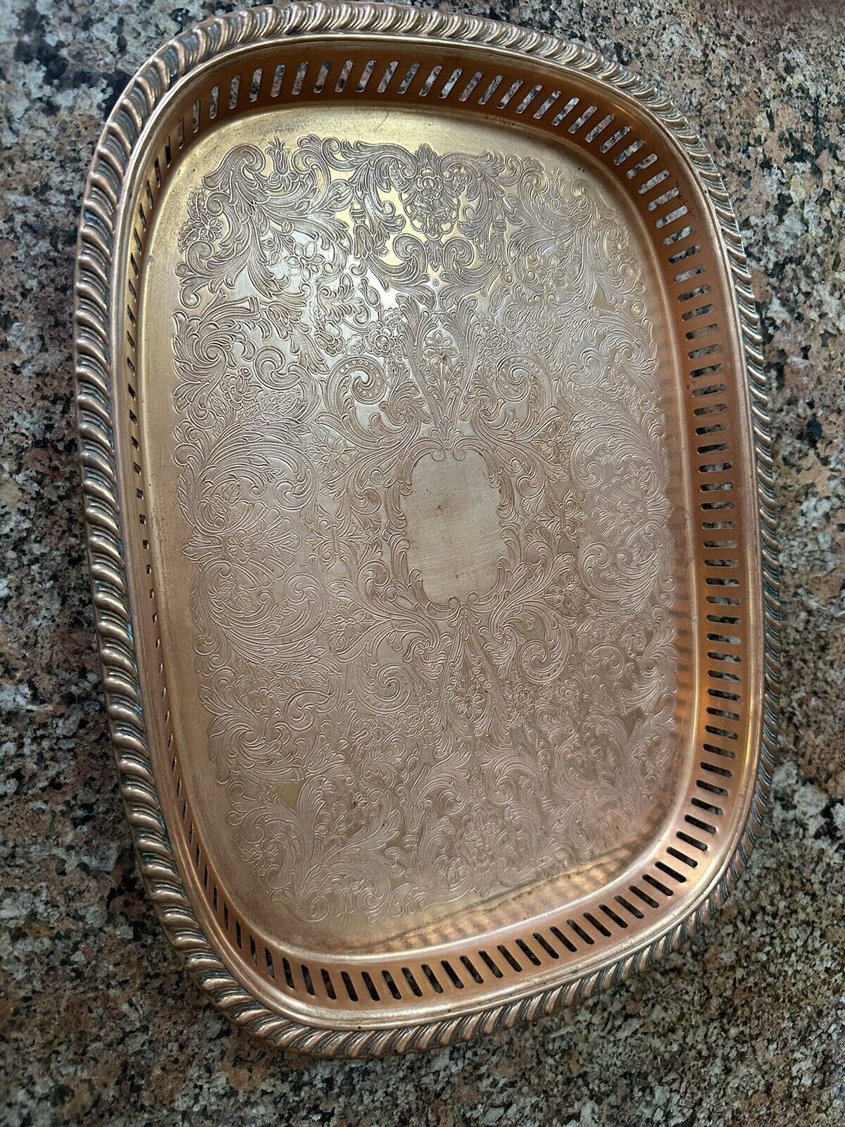 Vintage Copper Craft Guild Copper Tray size 15 inch Round Engraved