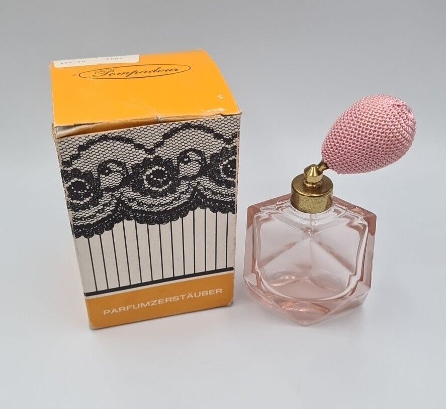 Vintage Austrian Pink Glass Perfume Atomizer Scent Spray Bottle Boxed