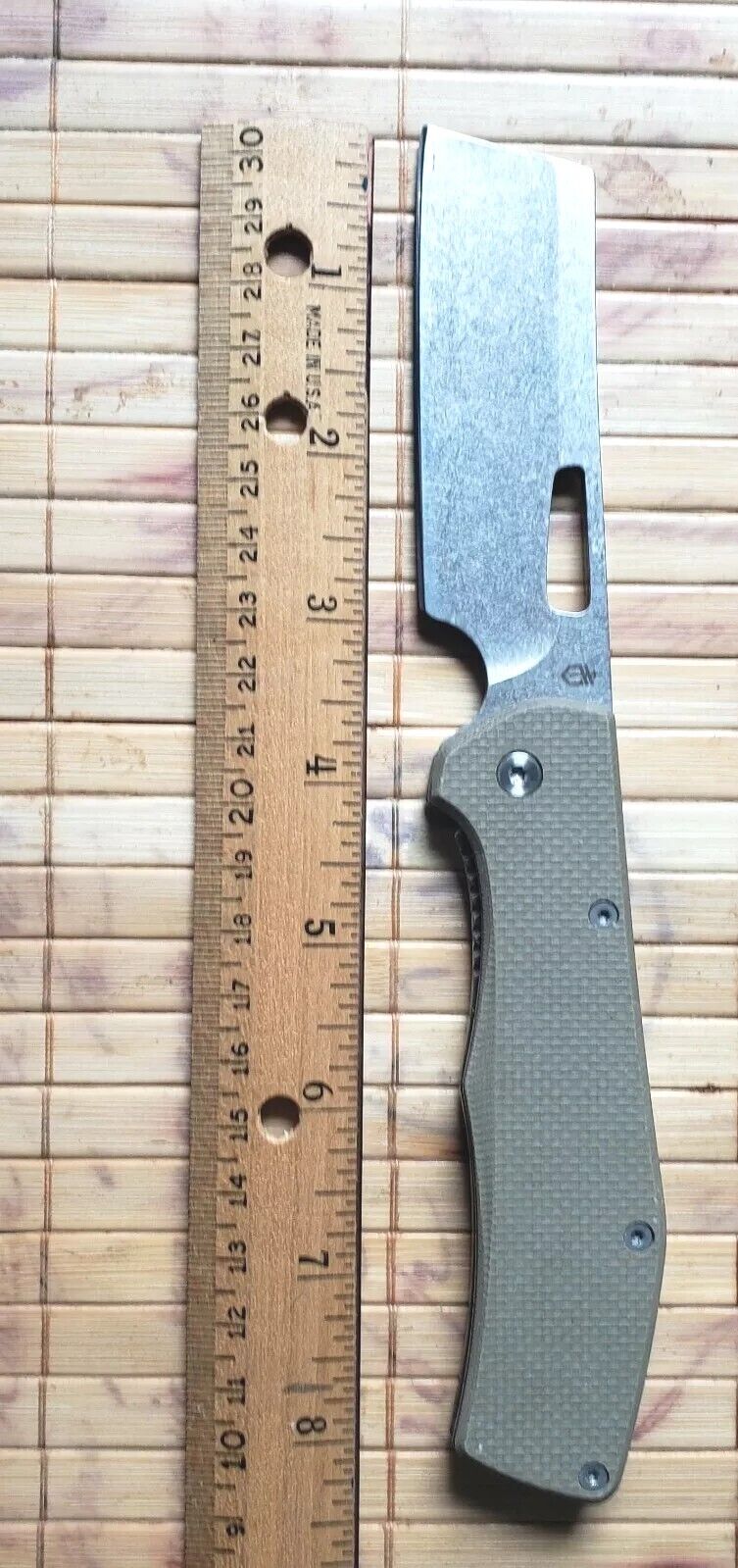 Gerber Flat Iron Folding Knife Desert Tan G10 Scales Cleaver Blade / LQQK 