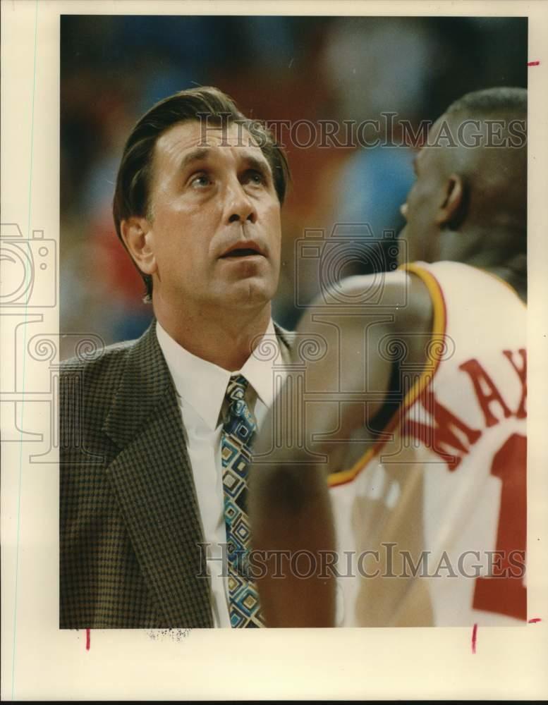 1993 Press Photo Rudy Tomjanovich, Houston Rockets Basketball Coach, Magic Game