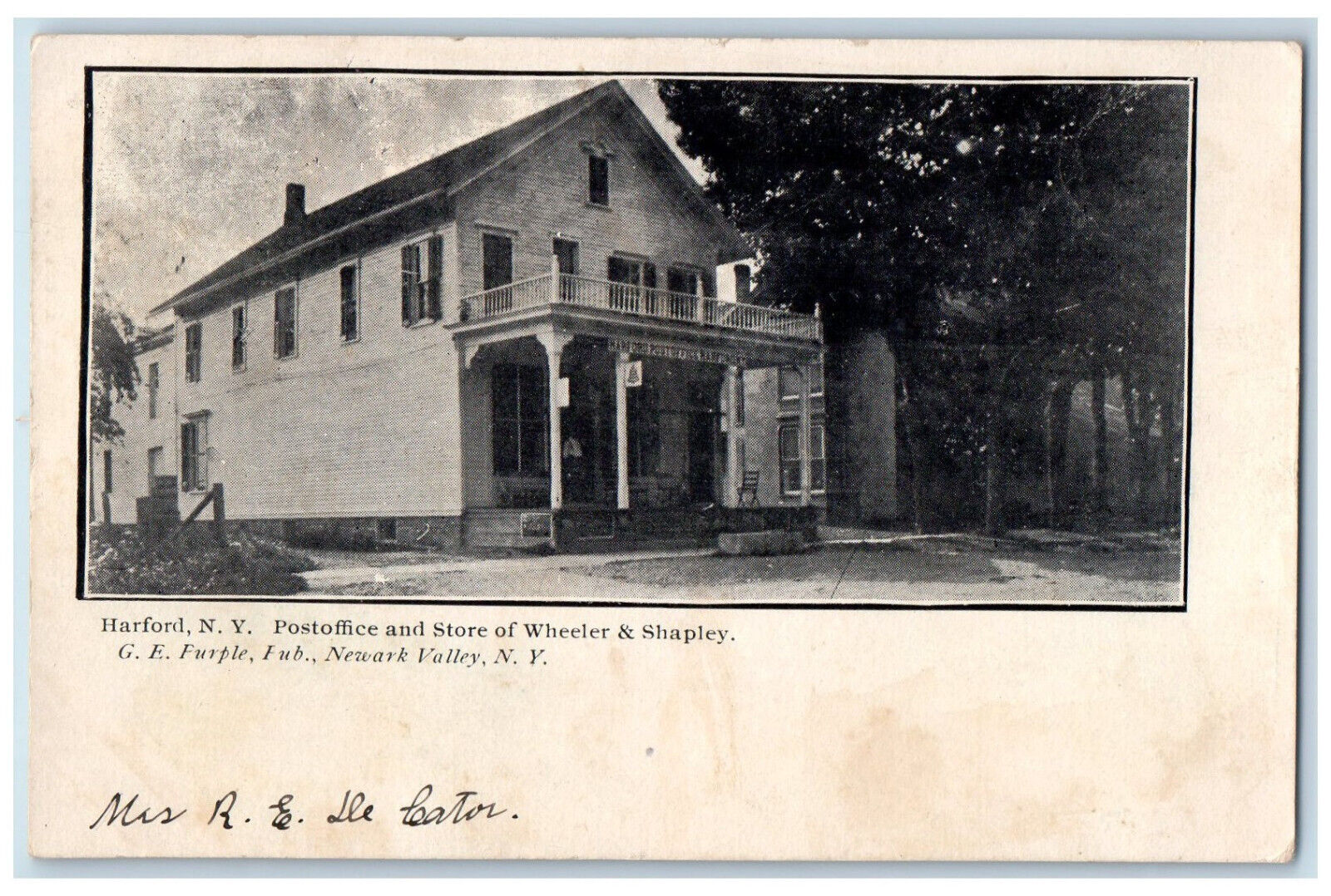 1908 Post Office Store of Wheeler Shapley Harford NY Virgil NY Postcard