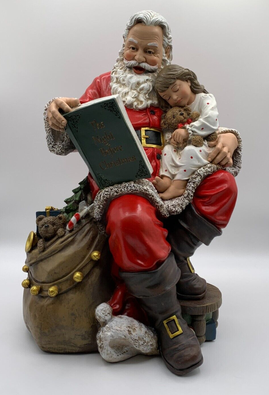 Large Hobby Lobby Resin Santa Claus Reading The Night Before Christmas to Girl