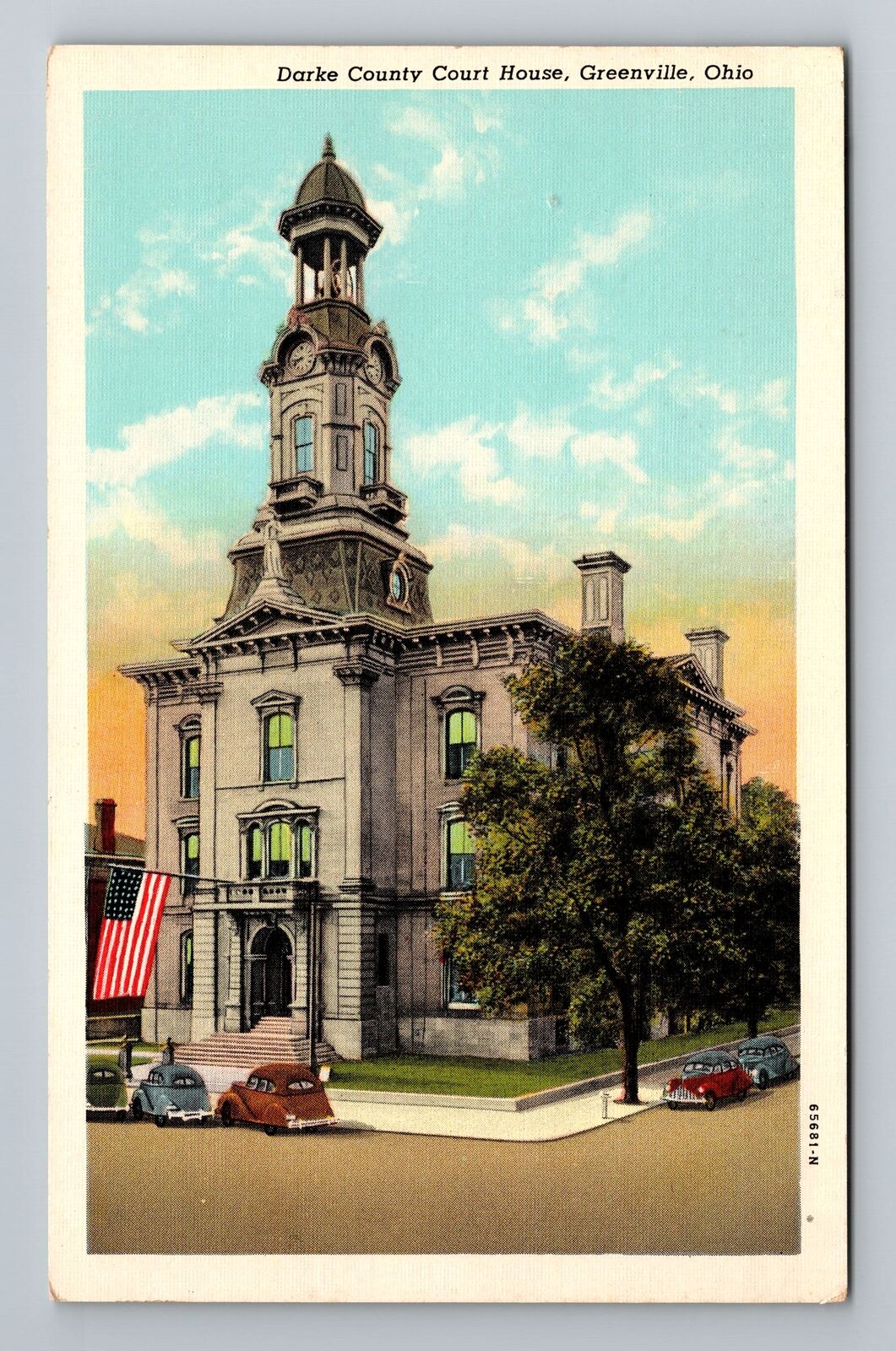 Greenville OH-Ohio, Darke County Court House, Antique Vintage Souvenir Postcard