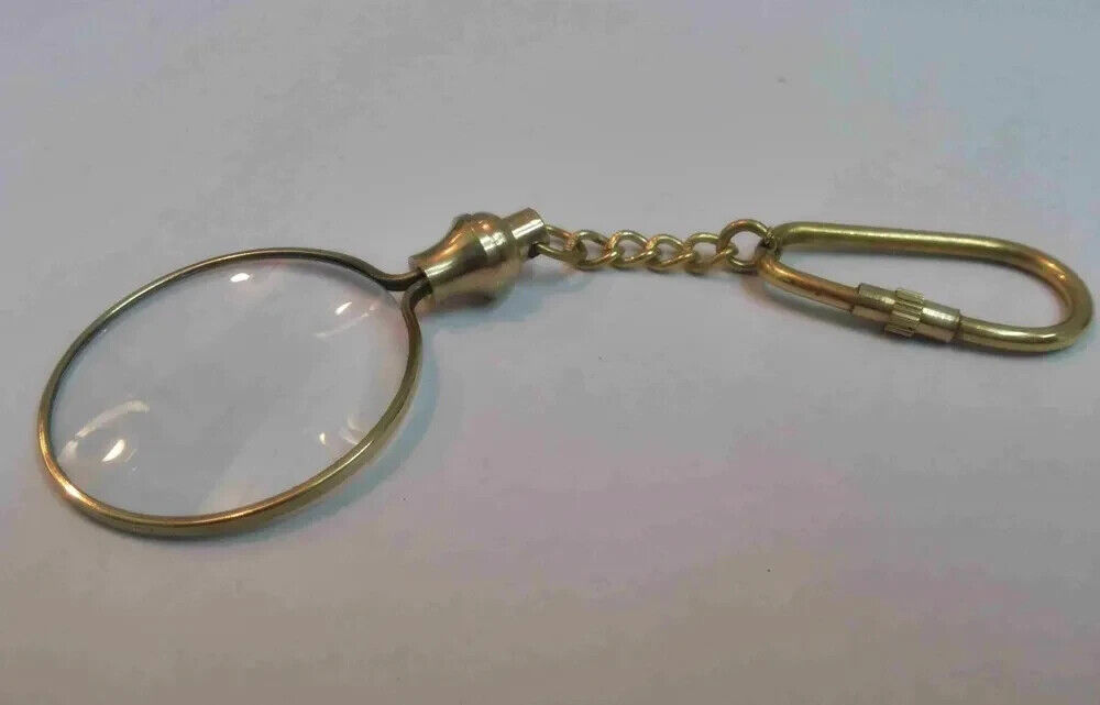 Brass Magnifying Glass Vintage Magnifier With Keychain Collectible Gift