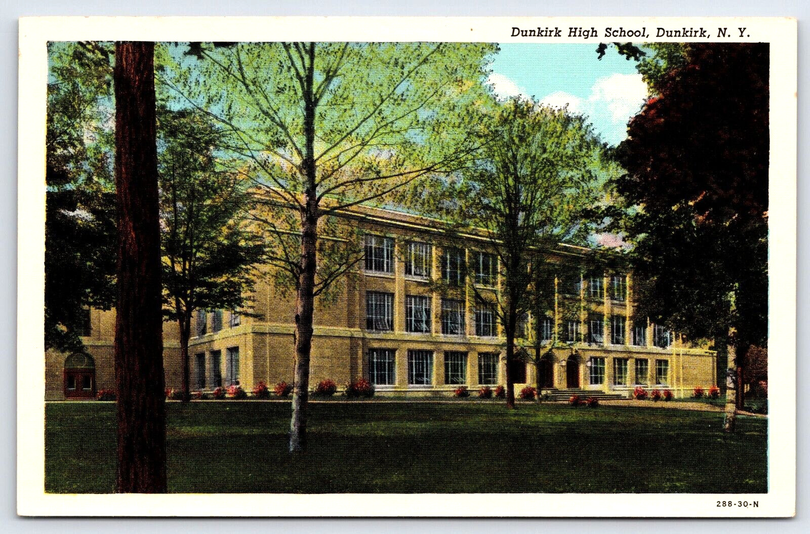 Dunkirk NY-New York, High School Building, Antique, Vintage Post Card