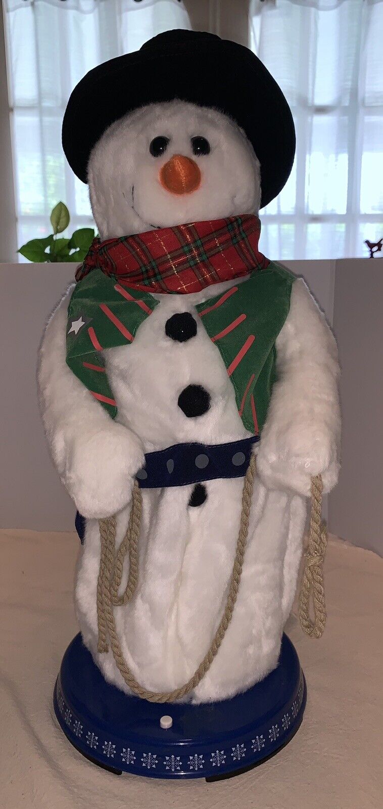 Gemmy Animated Cowboy Snowman Plush Christmas Works Battery Or Adapter CLEAN
